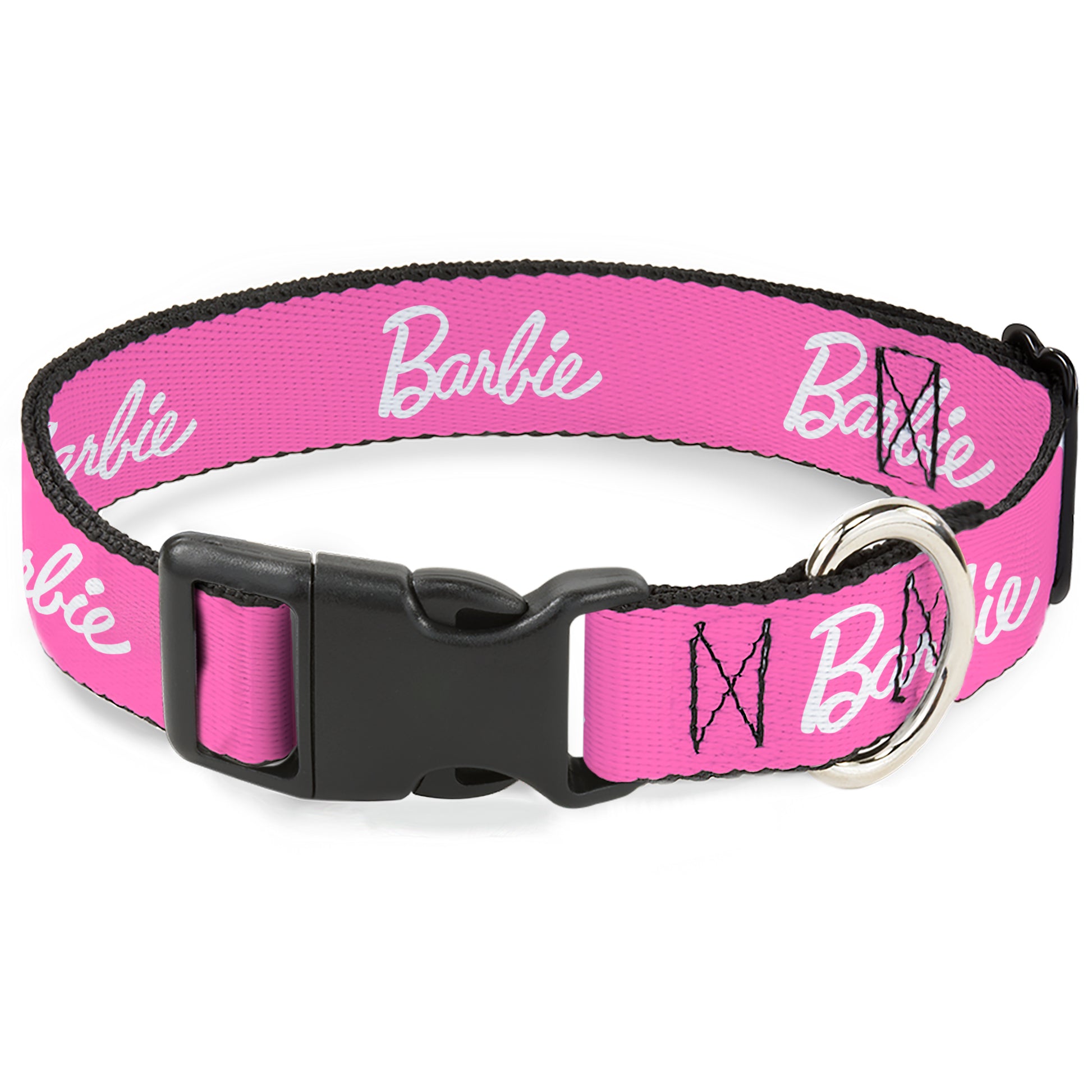 Plastic Clip Collar - BARBIE Script Signature Logo Pink/White Plastic Clip Collars Barbie