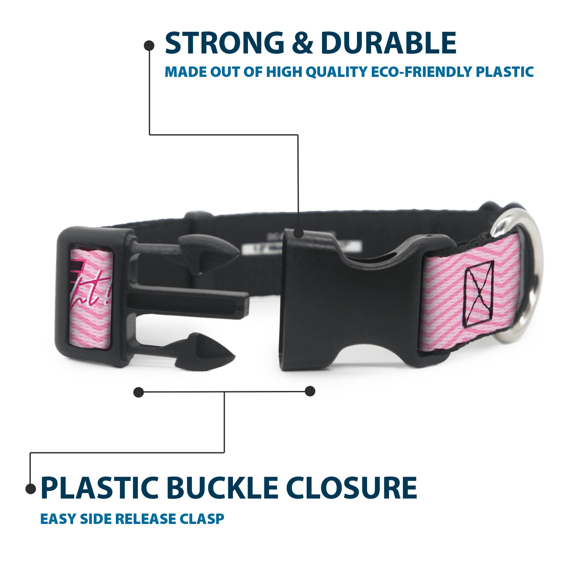 Plastic Clip Collar - BARBIE LOVE SHINE BRIGHT Chevron Striping Pinks Plastic Clip Collars Barbie