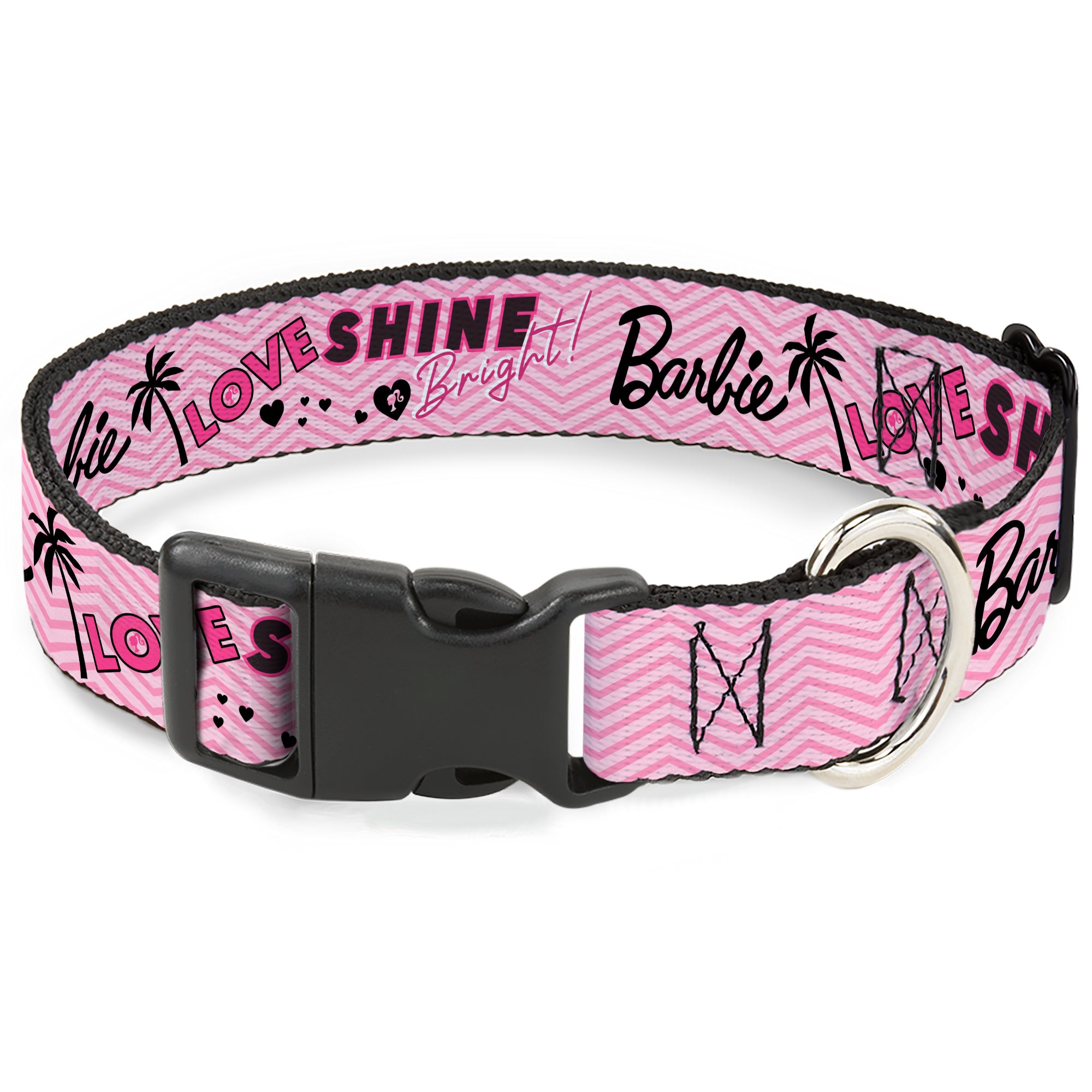 Plastic Clip Collar - BARBIE LOVE SHINE BRIGHT Chevron Striping Pinks Plastic Clip Collars Barbie