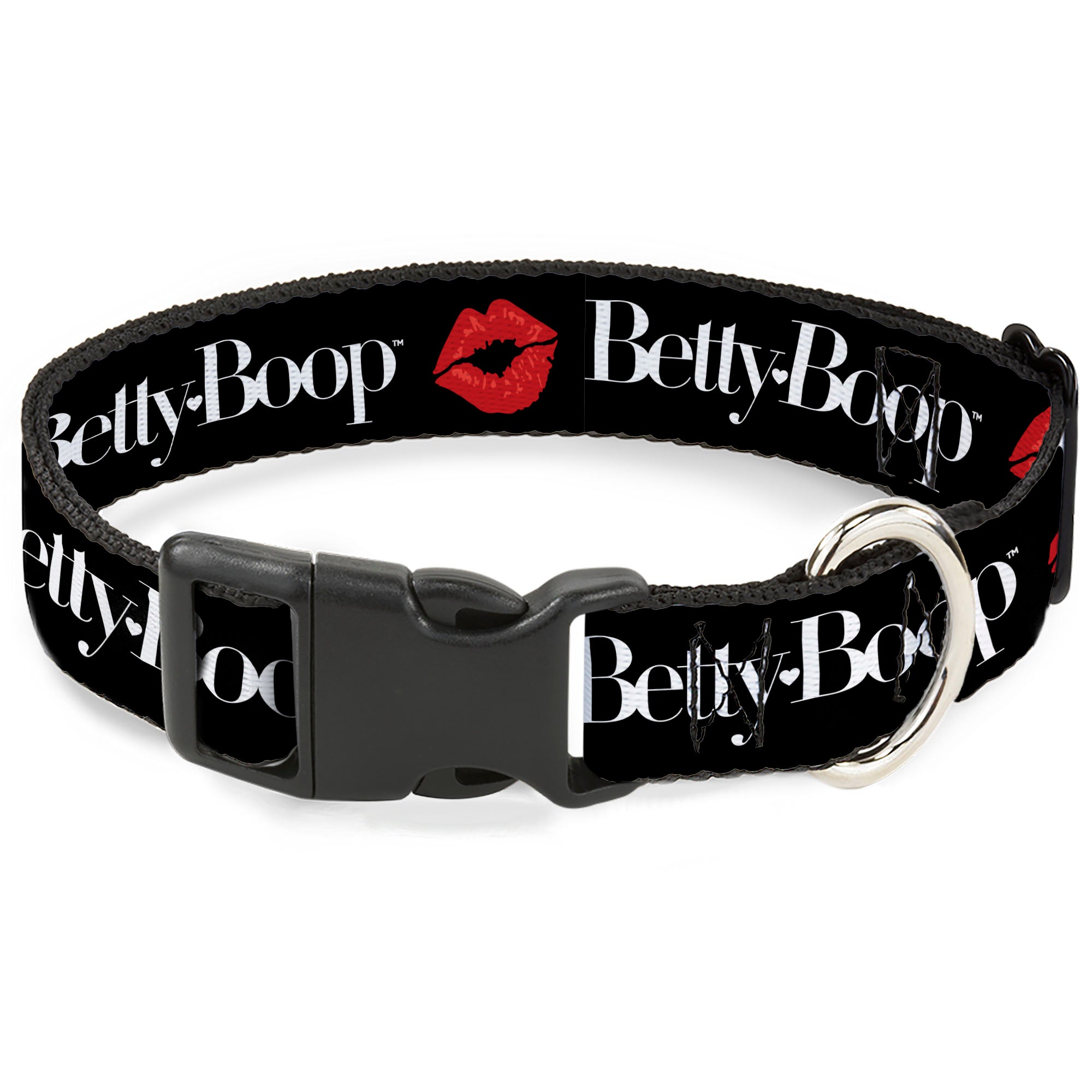 Plastic Clip Collar - BETTY BOOP Text and Kiss Black/White/Red Plastic Clip Collars Betty Boop