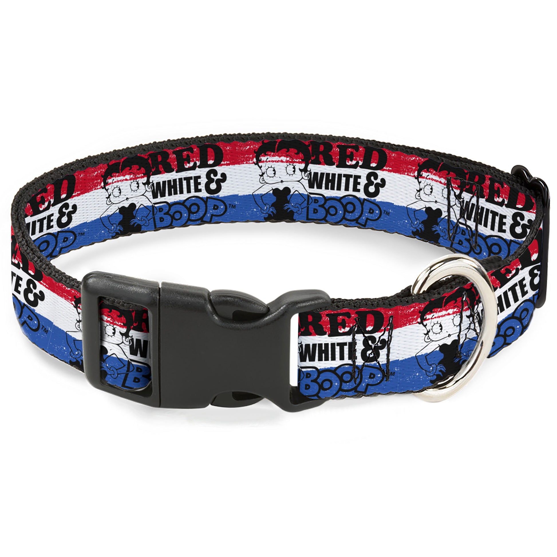 Plastic Clip Collar - Betty Boop RED WHITE & BOOP Pose Americana Stripe Red/White/Blue/Black Plastic Clip Collars Betty Boop