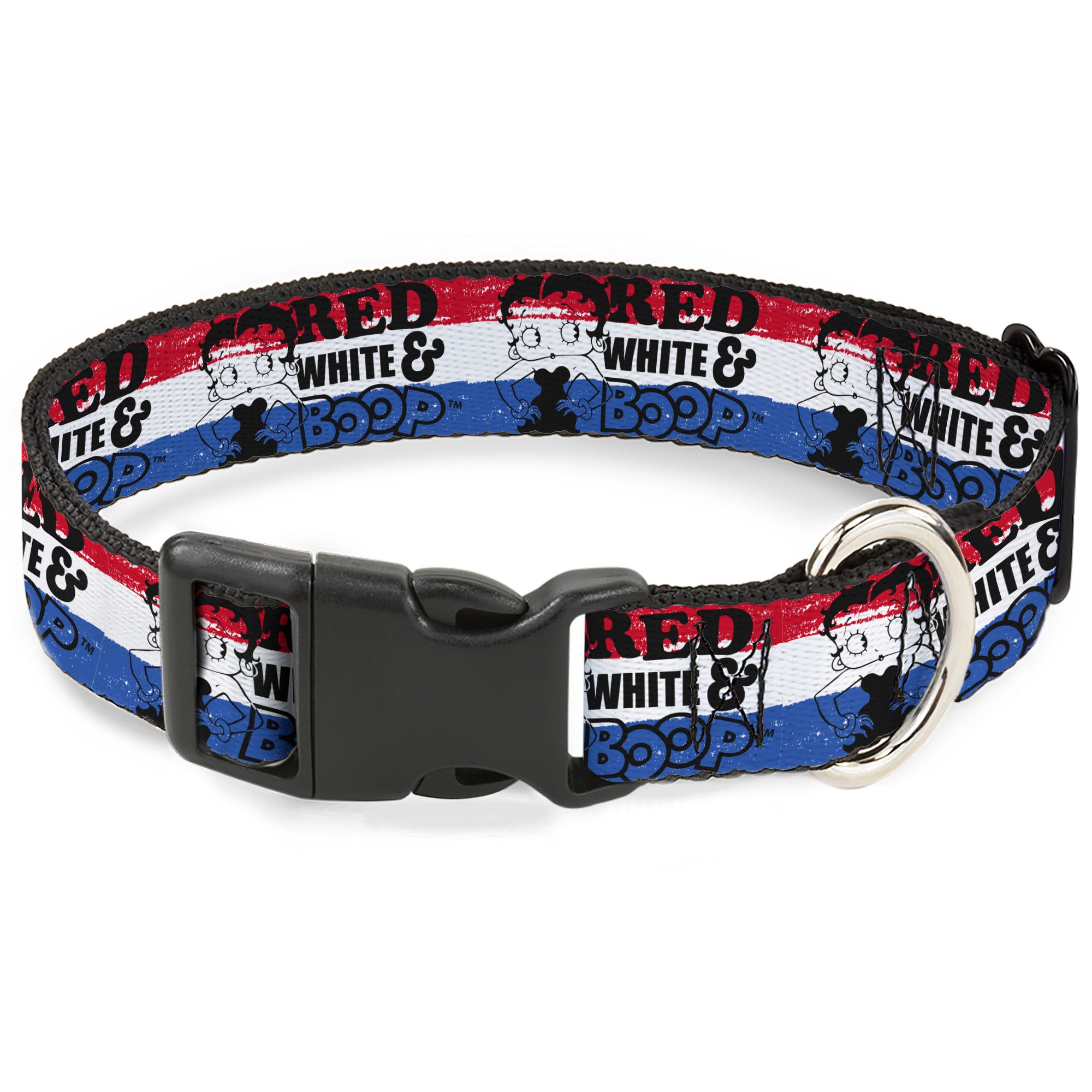 Plastic Clip Collar - Betty Boop RED WHITE & BOOP Pose Americana Stripe Red/White/Blue/Black Plastic Clip Collars Betty Boop