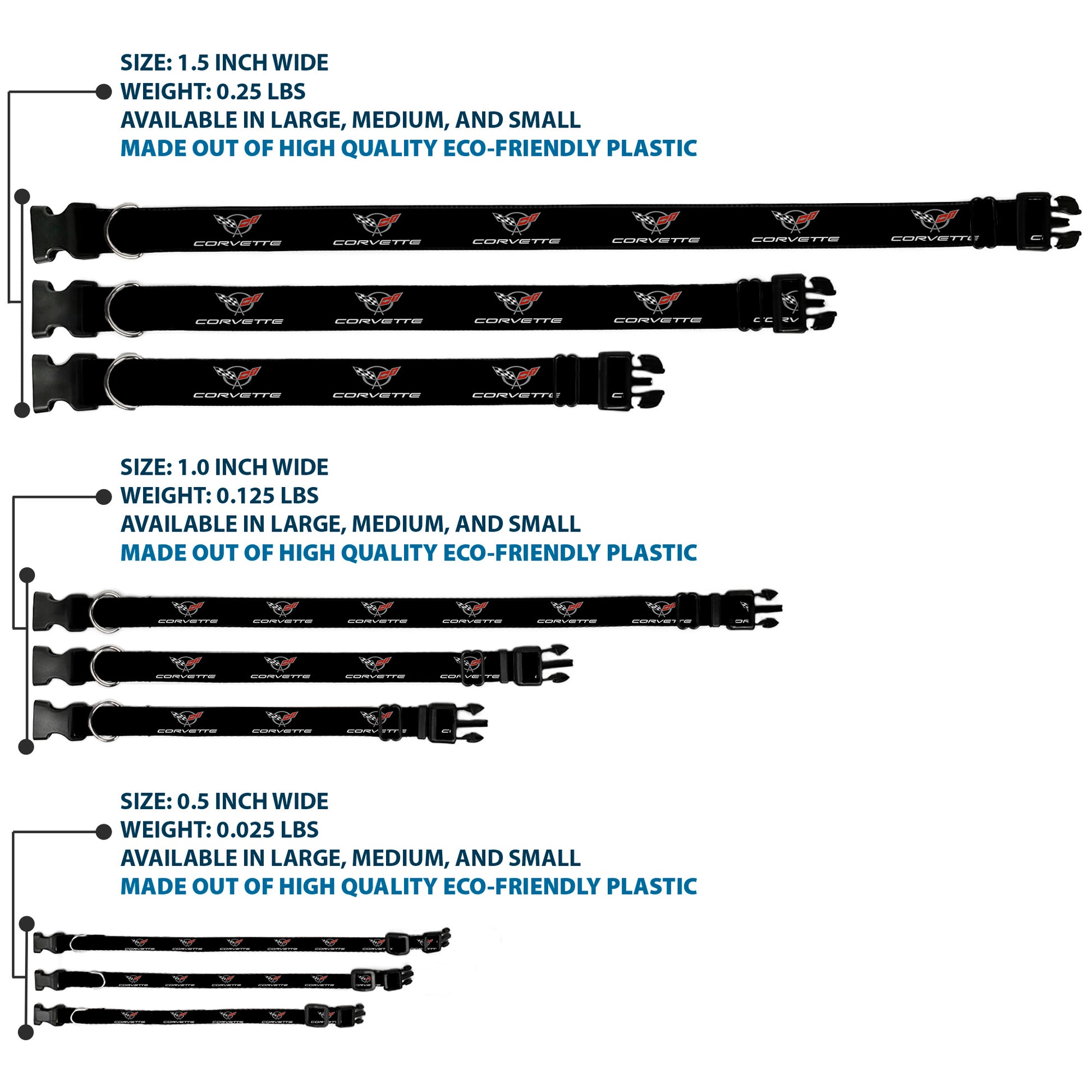 Plastic Clip Collar - CORVETTE C5 Logo Black/Gray/White/Red REPEAT Plastic Clip Collars GM General Motors