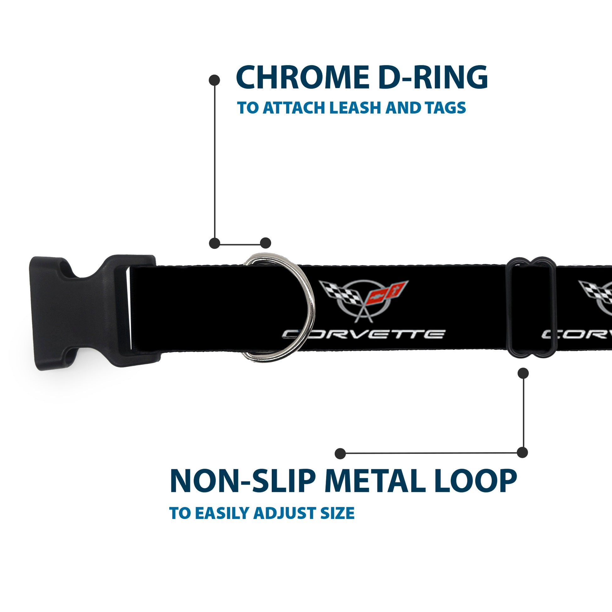 Plastic Clip Collar - CORVETTE C5 Logo Black/Gray/White/Red REPEAT Plastic Clip Collars GM General Motors