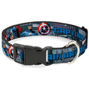 Plastic Clip Collar - CAPTAIN AMERICA w/Avengers Logo Cityscape Plastic Clip Collars Marvel Comics