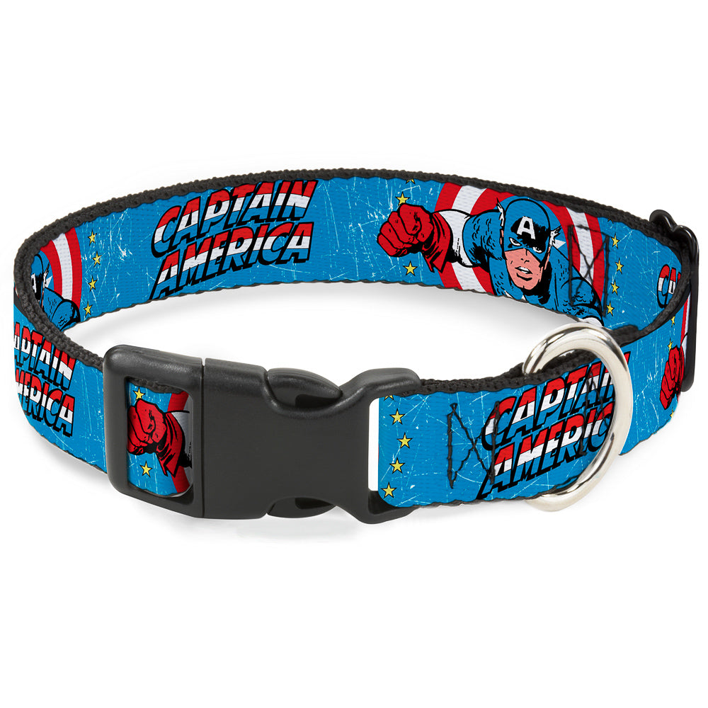 Plastic Clip Collar - CAPTAIN AMERICA w/Action Pose Weathered Blue Plastic Clip Collars Marvel Comics