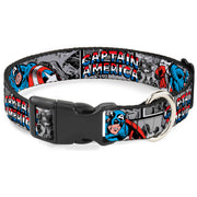 Plastic Clip Collar - CAPTAIN AMERICA 2-Poses/Comic Blocks Grays/Red/White/Blue Plastic Clip Collars Marvel Comics