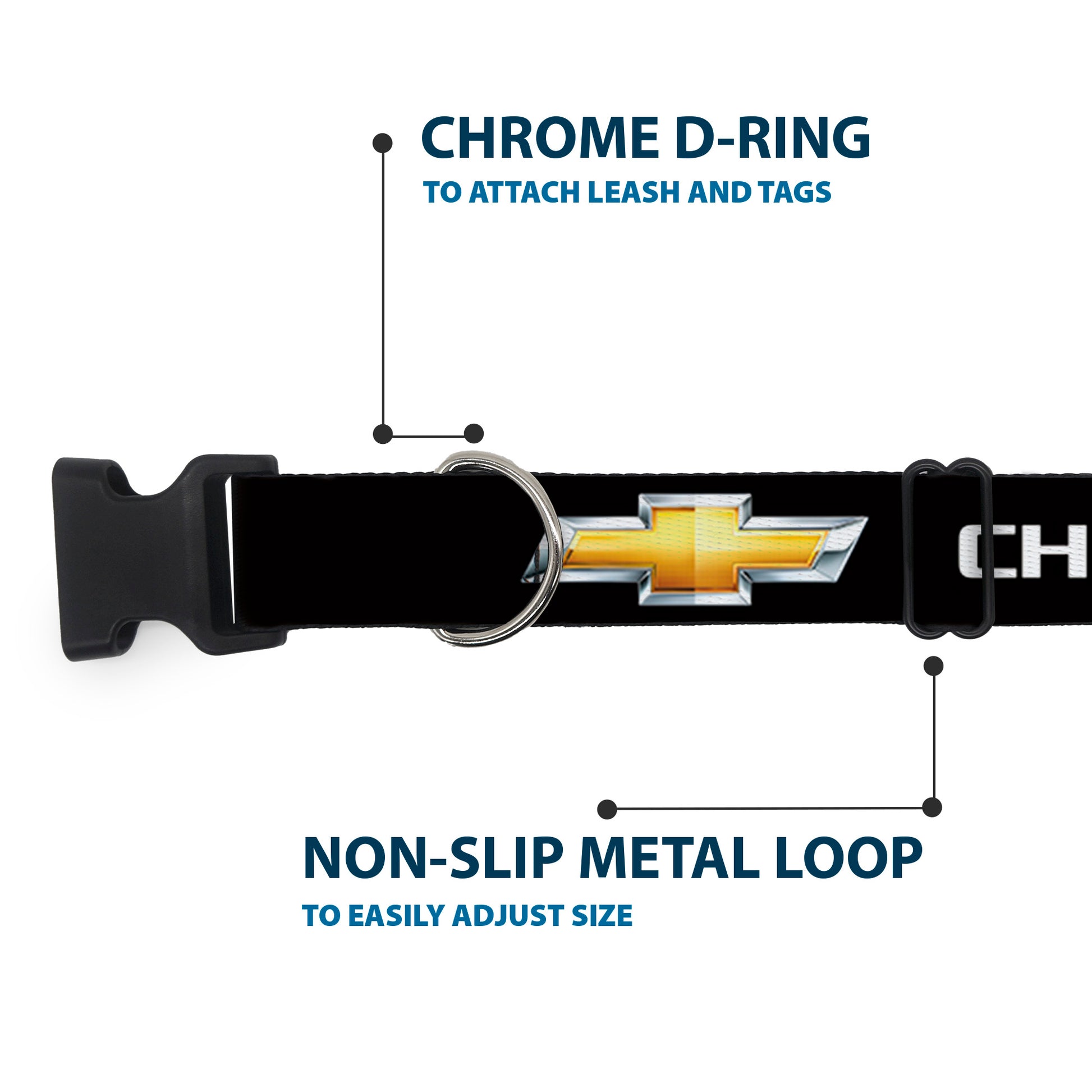 Plastic Clip Collar - CHEVROLET/Bowtie Black/Gold/White Plastic Clip Collars GM General Motors