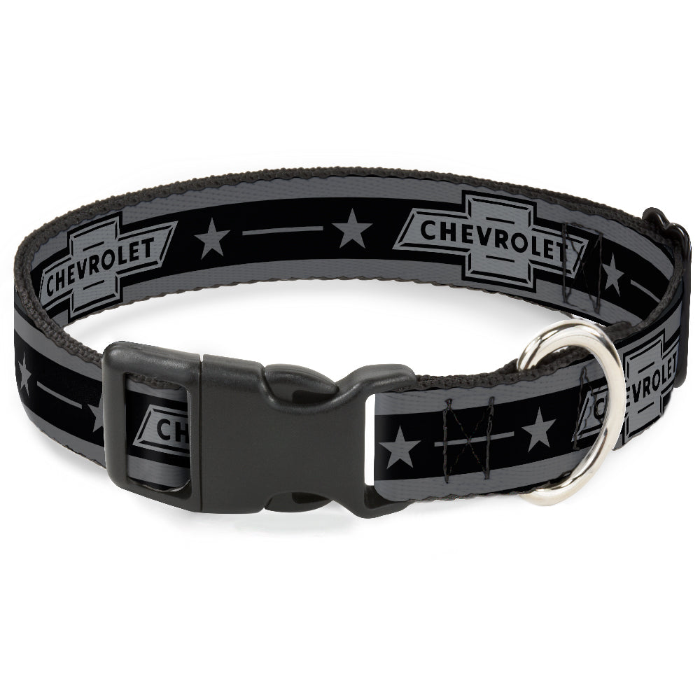 Plastic Clip Collar - Vintage CHEVROLET 1934 Bowtie Logo/Stars Stripe Black/Grays Plastic Clip Collars GM General Motors