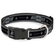 Plastic Clip Collar - Vintage CHEVROLET 1934 Bowtie Logo/Stars Stripe Black/Grays Plastic Clip Collars GM General Motors