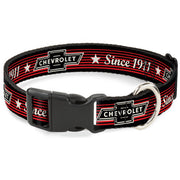 Plastic Clip Collar - Vintage CHEVROLET Bowtie SINCE 1911/Stars Stripe Black/Red/Ivory Plastic Clip Collars GM General Motors