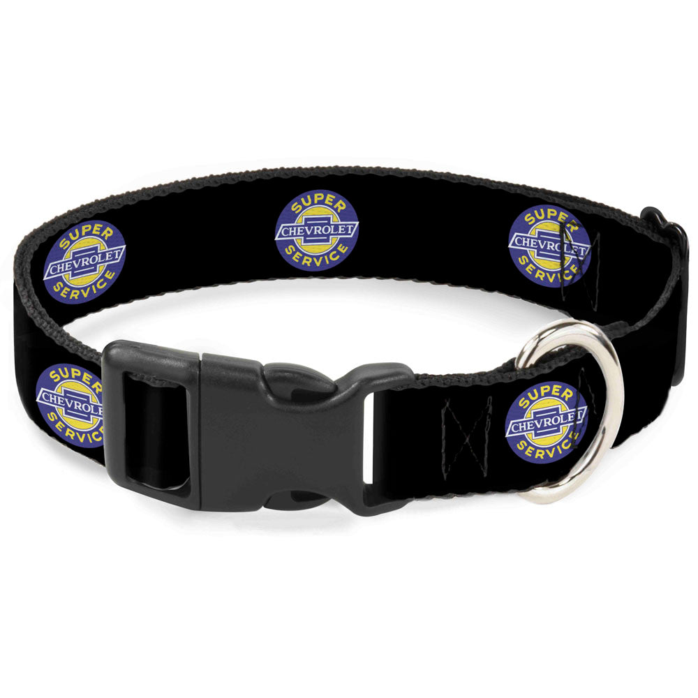 Plastic Clip Collar - CHEVROLET SUPER SERVICE Logo Black/Blue/Yellow/White Plastic Clip Collars GM General Motors