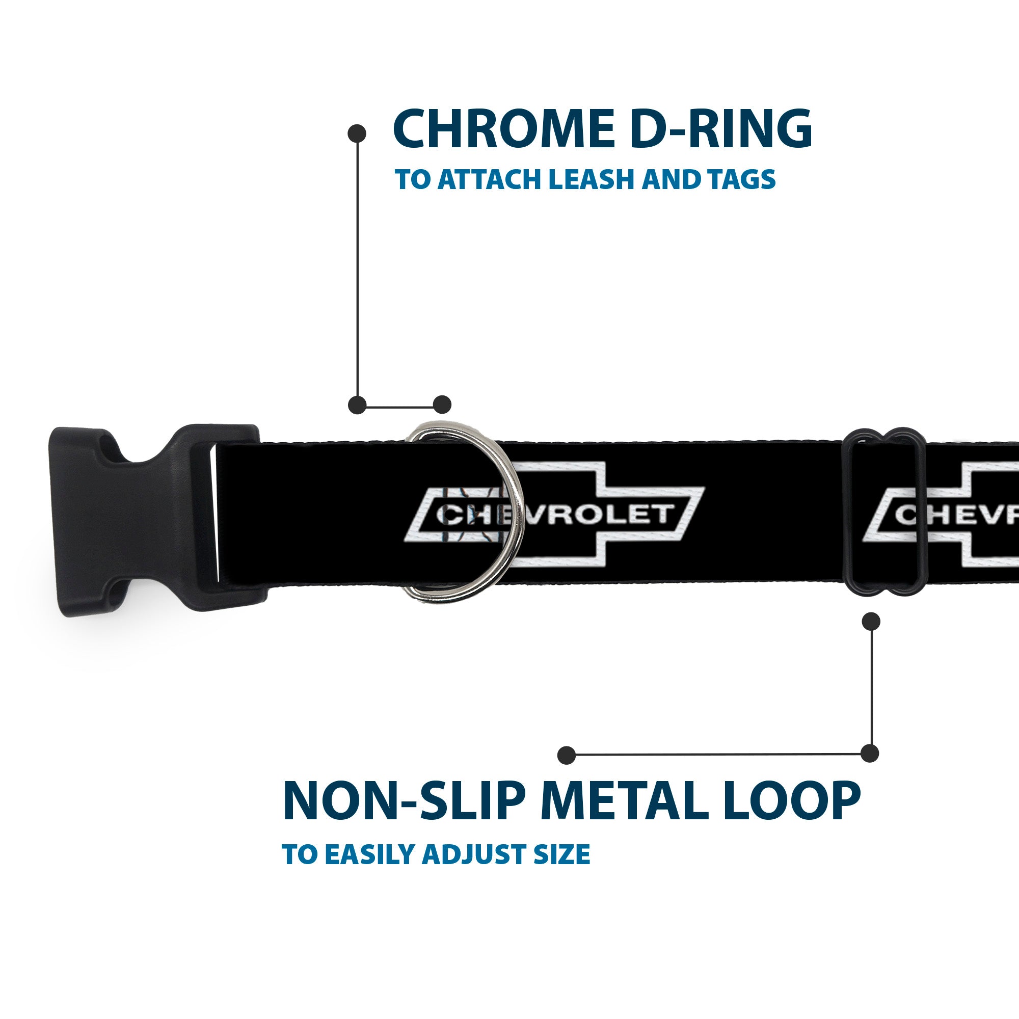Plastic Clip Collar - 1965 CHEVROLET Bowtie Black/White Plastic Clip Collars GM General Motors