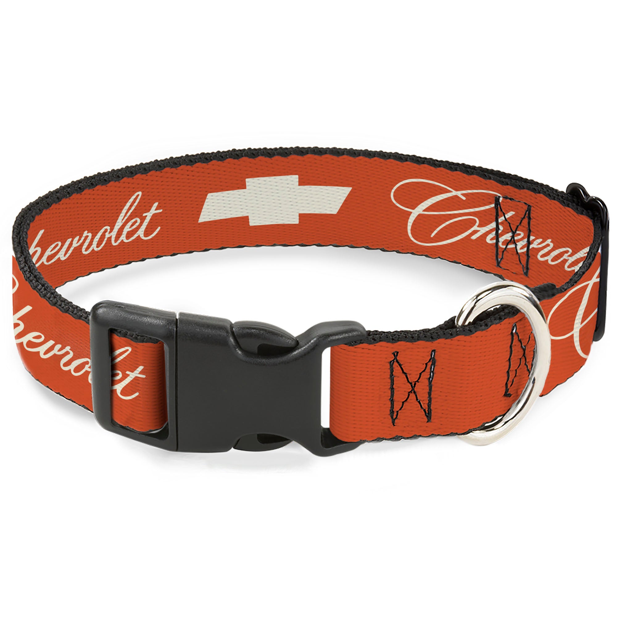Plastic Clip Collar - CHEVROLET Script and Bowtie Orange/White Plastic Clip Collars Chevrolet