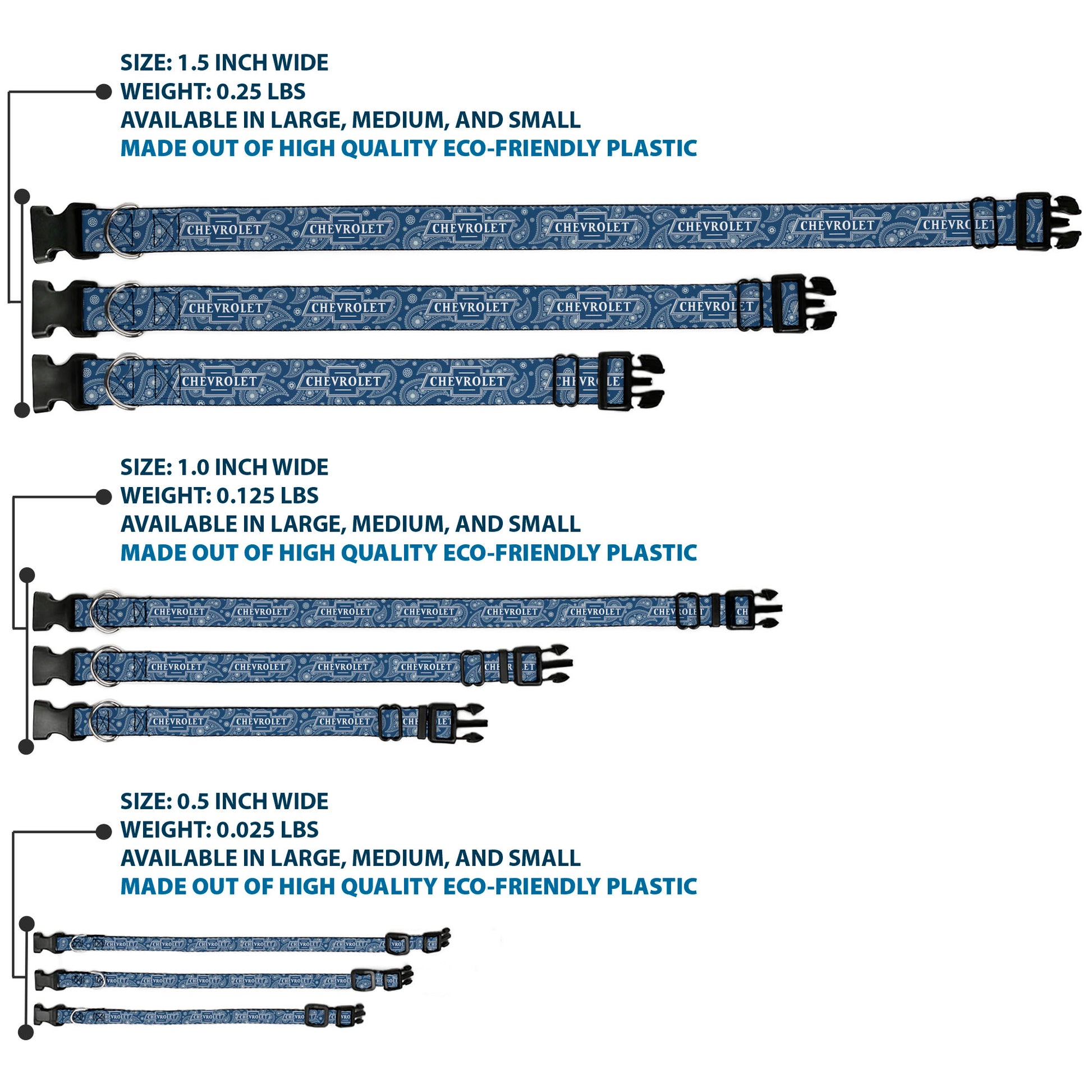 Plastic Clip Collar - CHEVROLET Bowtie Paisley Blue/White Plastic Clip Collars Chevrolet