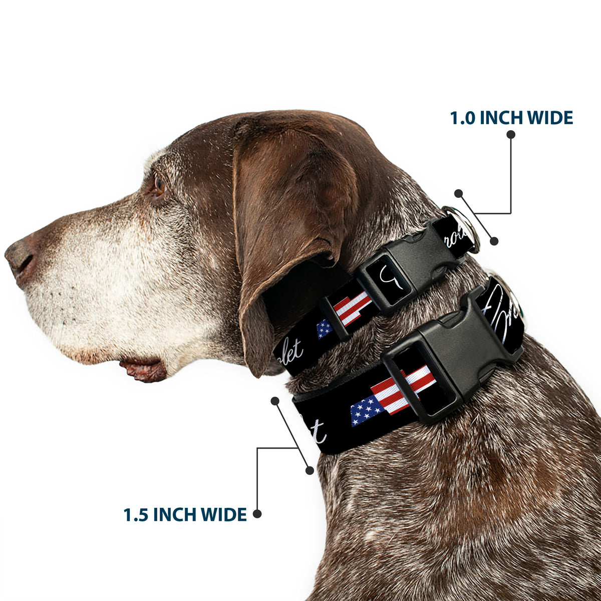 Plastic Clip Collar - CHEVROLET Script and Americana Bowtie Black Dog Collars Plastic Clip Side Release Chevrolet