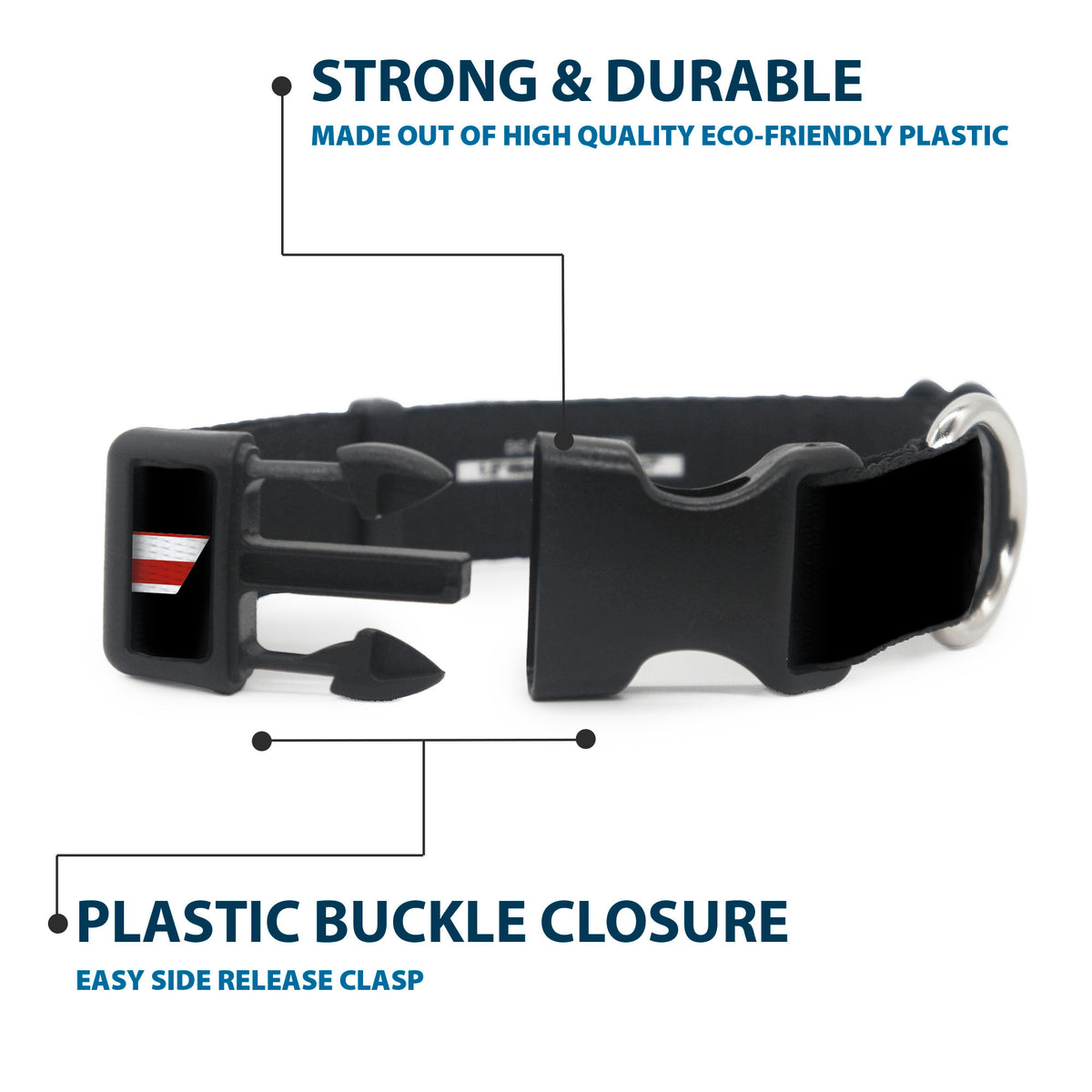 Plastic Clip Collar - CHEVROLET Script and Americana Bowtie Black Dog Collars Plastic Clip Side Release Chevrolet