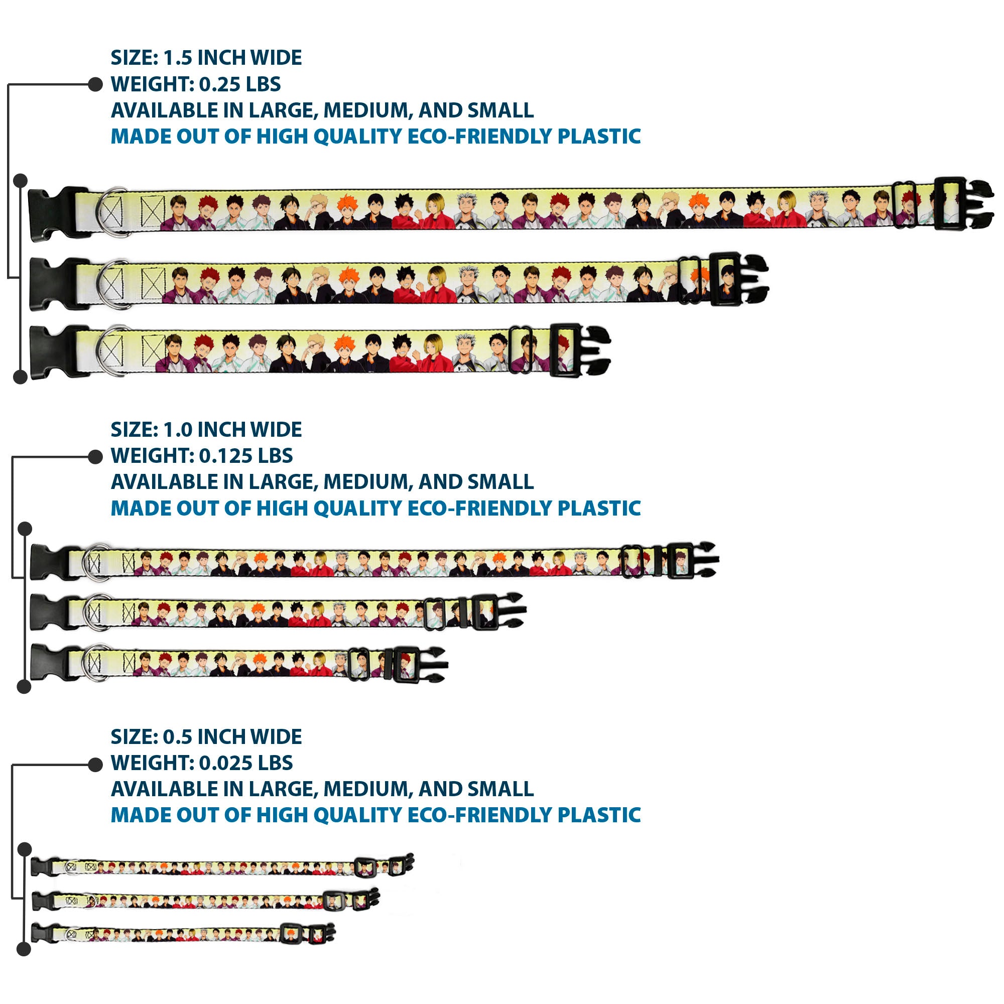 Plastic Clip Collar - Haikyu Six Volleyball Team Player Pairs Line Up Yellows Plastic Clip Collars Haikyu!!