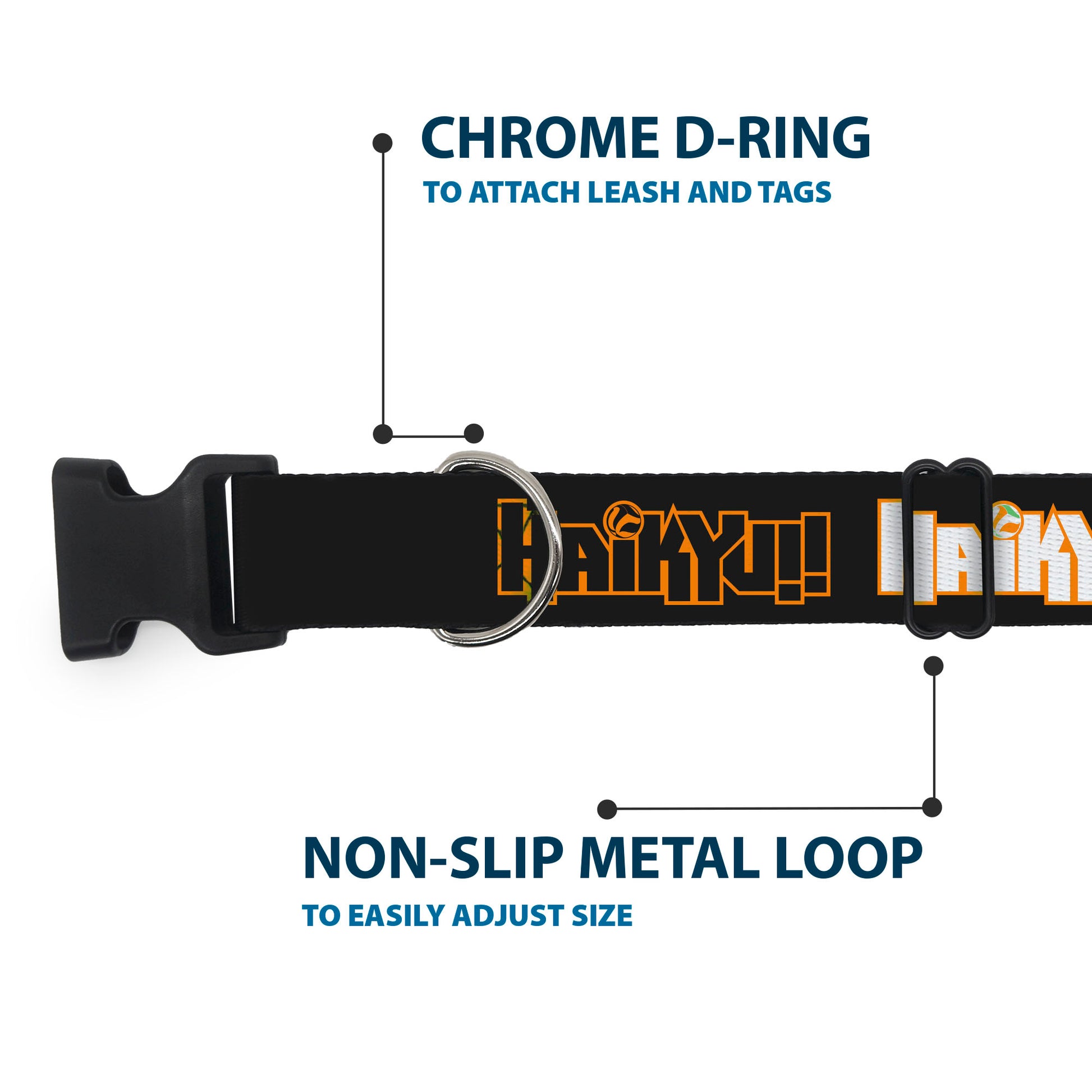 Plastic Clip Collar - HAIKYU Title Logos Black/Orange/White Plastic Clip Collars Haikyu!!