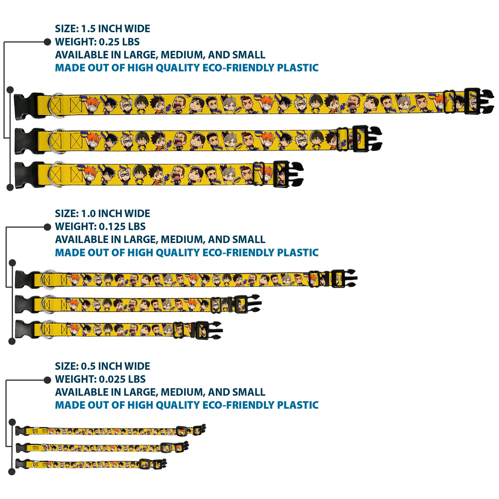Plastic Clip Collar - Haikyu Chibi Volleyball Player Warm Up Pose Yellow Plastic Clip Collars Haikyu!!