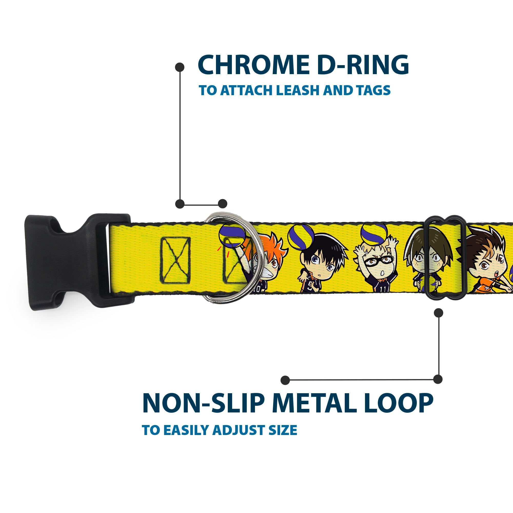 Plastic Clip Collar - Haikyu Chibi Volleyball Player Warm Up Pose Yellow Plastic Clip Collars Haikyu!!