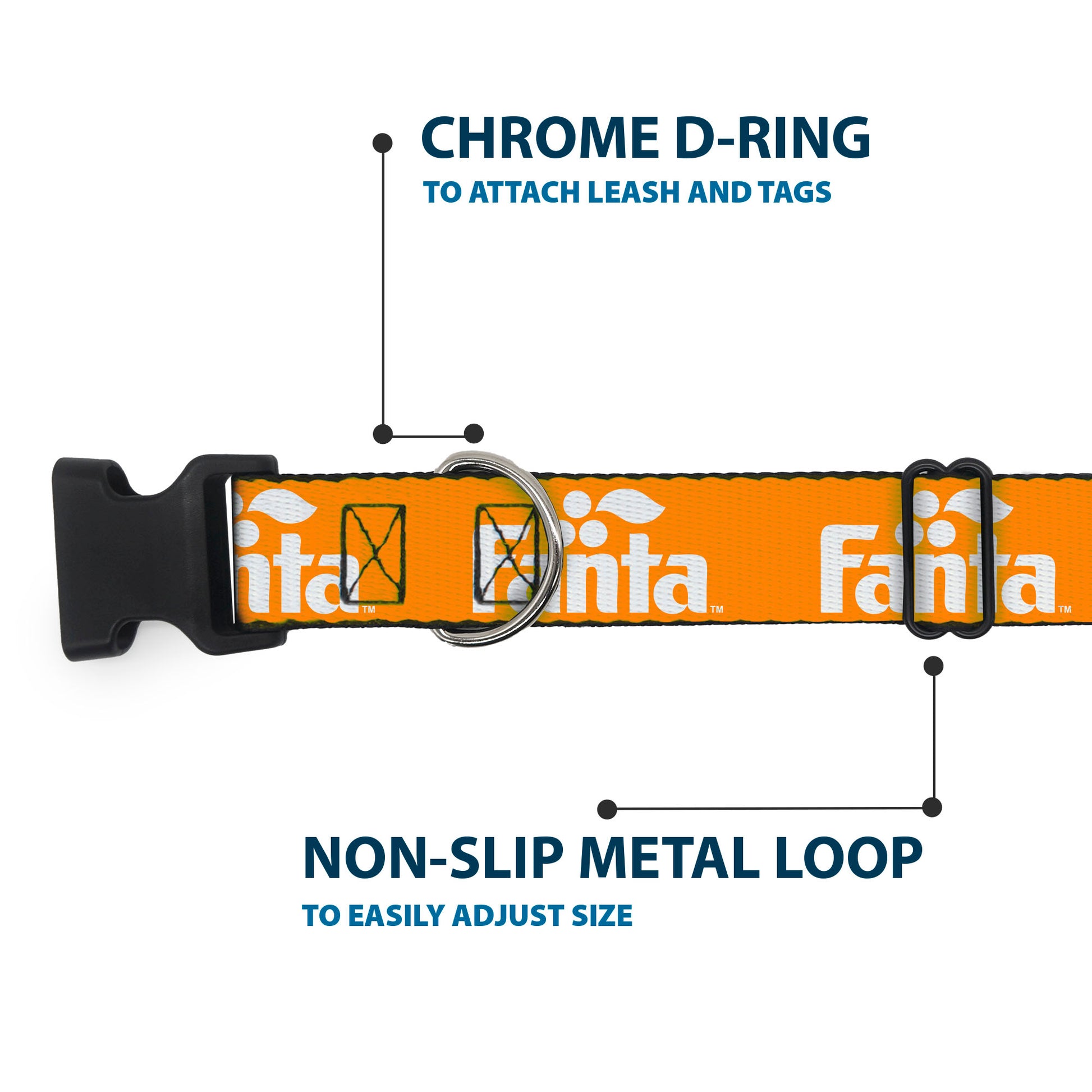 Plastic Clip Collar - Vintage Orange FANTA Logo Orange/White Plastic Clip Collars Coca-Cola