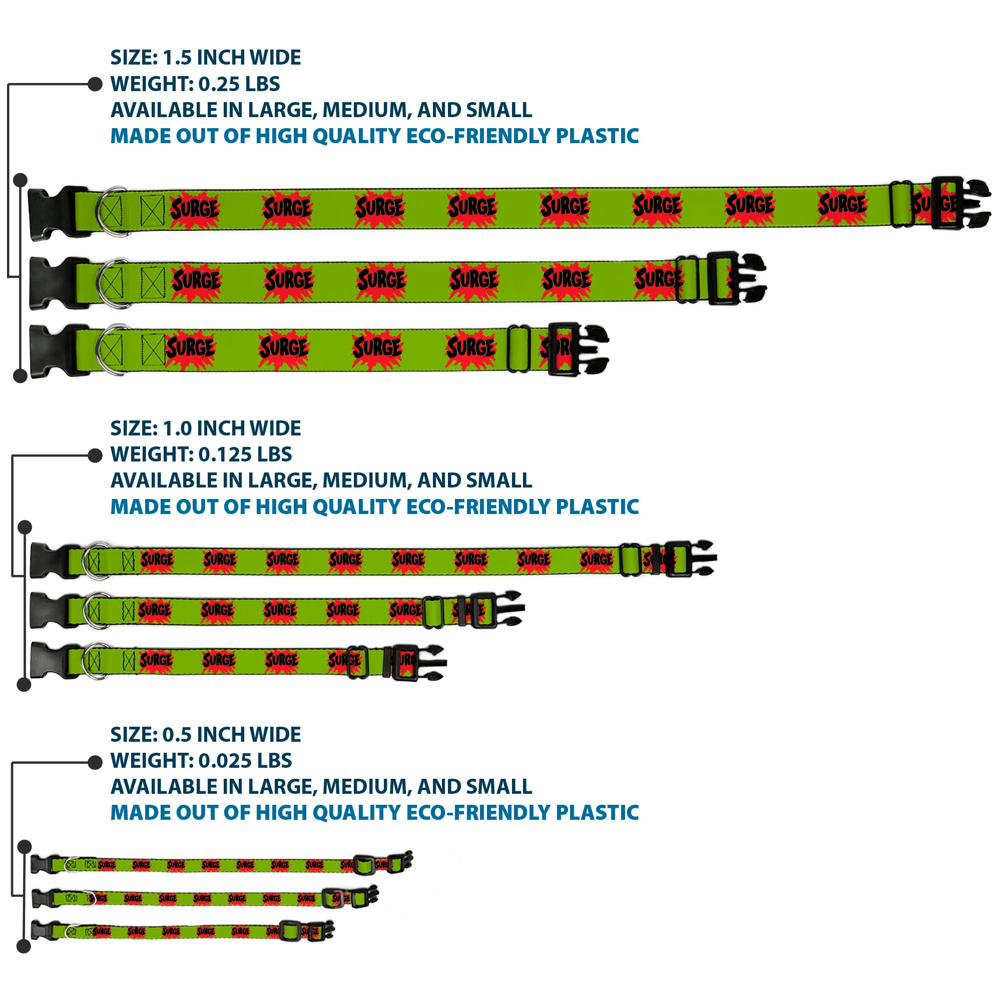 Plastic Clip Collar - SURGE Logo Yellow/Red/Black Plastic Clip Collars Coca-Cola