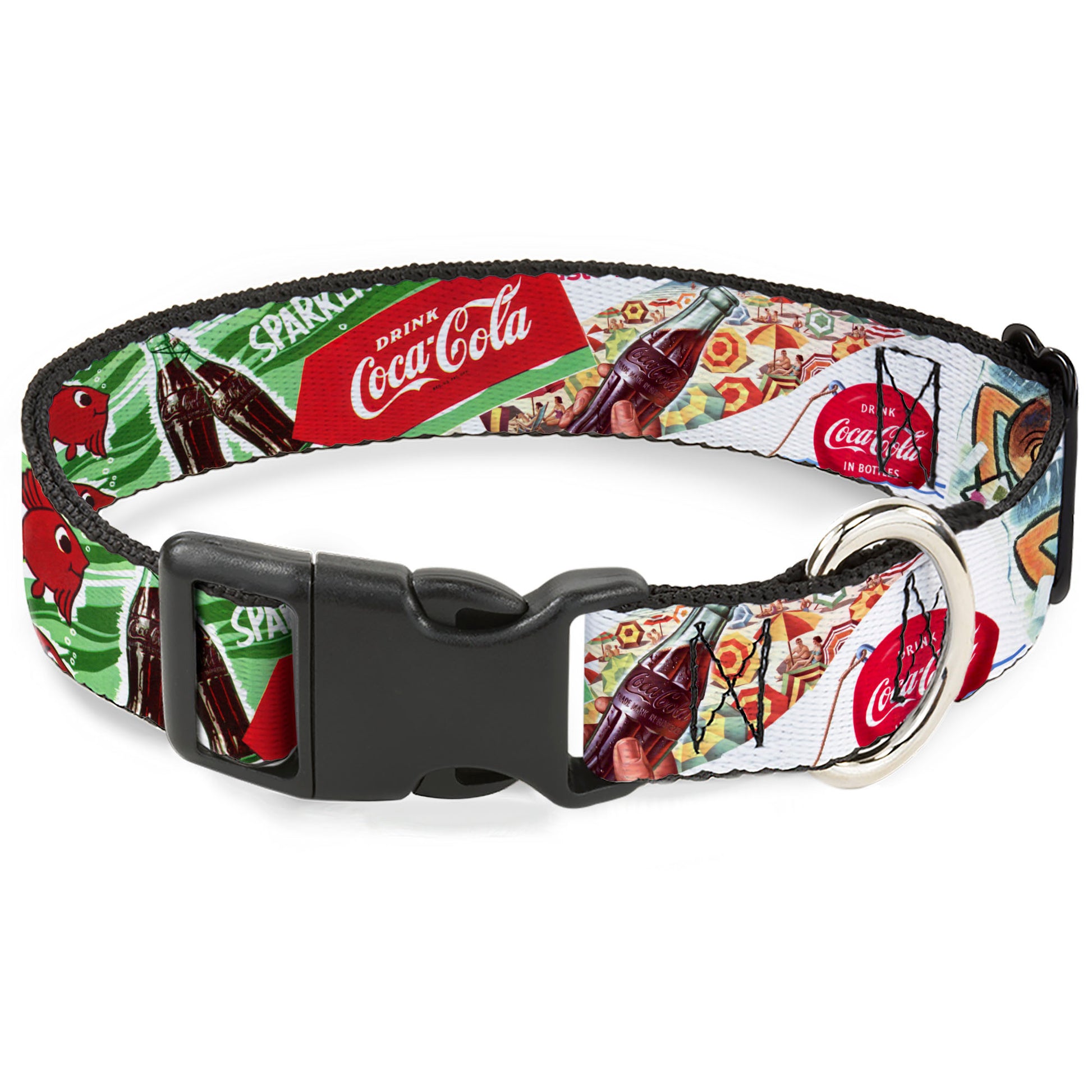 Plastic Clip Collar - Vintage Coca-Cola GO REFRESHED Ads and Icons Collage Plastic Clip Collars Coca-Cola