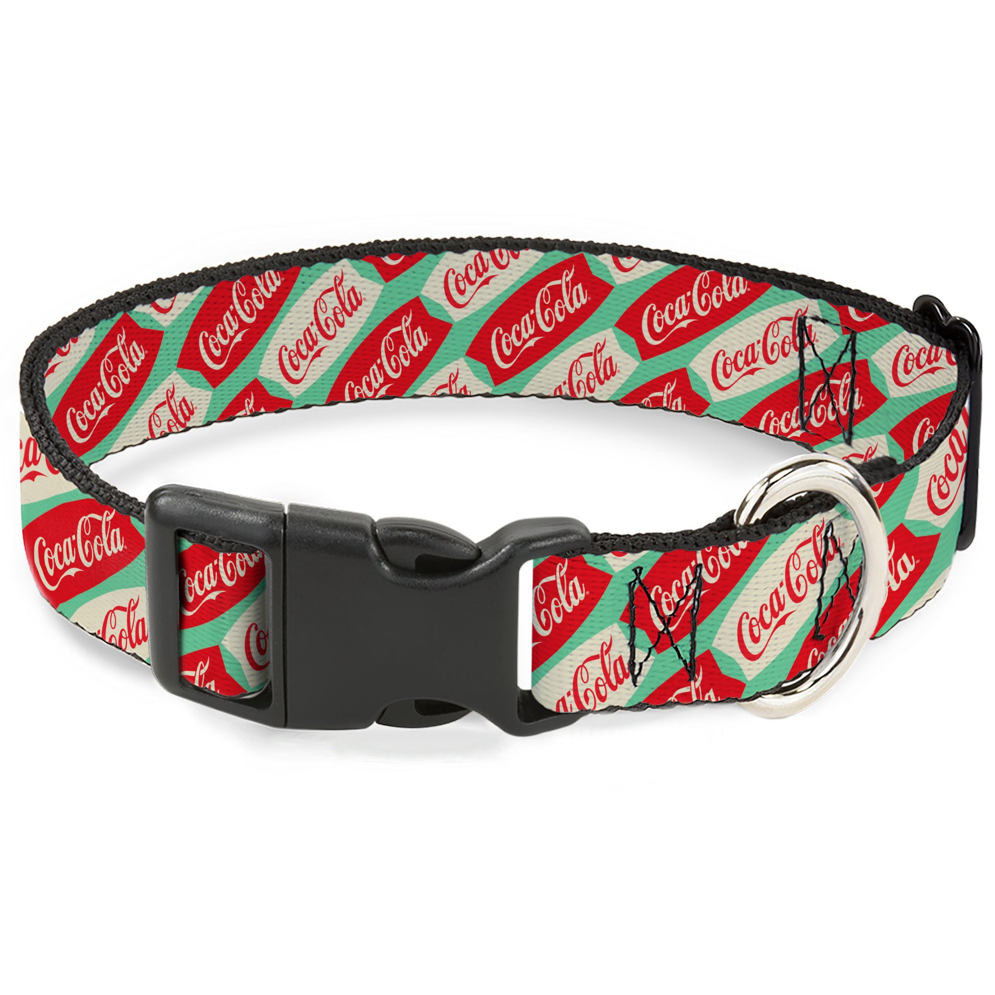 Plastic Clip Collar - Coca-Cola Script Marquee Logo Green/Red/White Plastic Clip Collars Coca-Cola