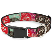 Plastic Clip Collar - DRINK COCA-COLA Coke Patches Stacked Reds/Multi Color Plastic Clip Collars Coca-Cola