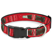 Plastic Clip Collar - Vintage Coca-Cola DELICIOUS GO REFRESHED Typography and Bottle Red/Brown/White Plastic Clip Collars Coca-Cola