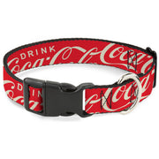 Plastic Clip Collar - DRINK COCA-COLA Typograpy Logo Scattered Red/White Plastic Clip Collars Coca-Cola