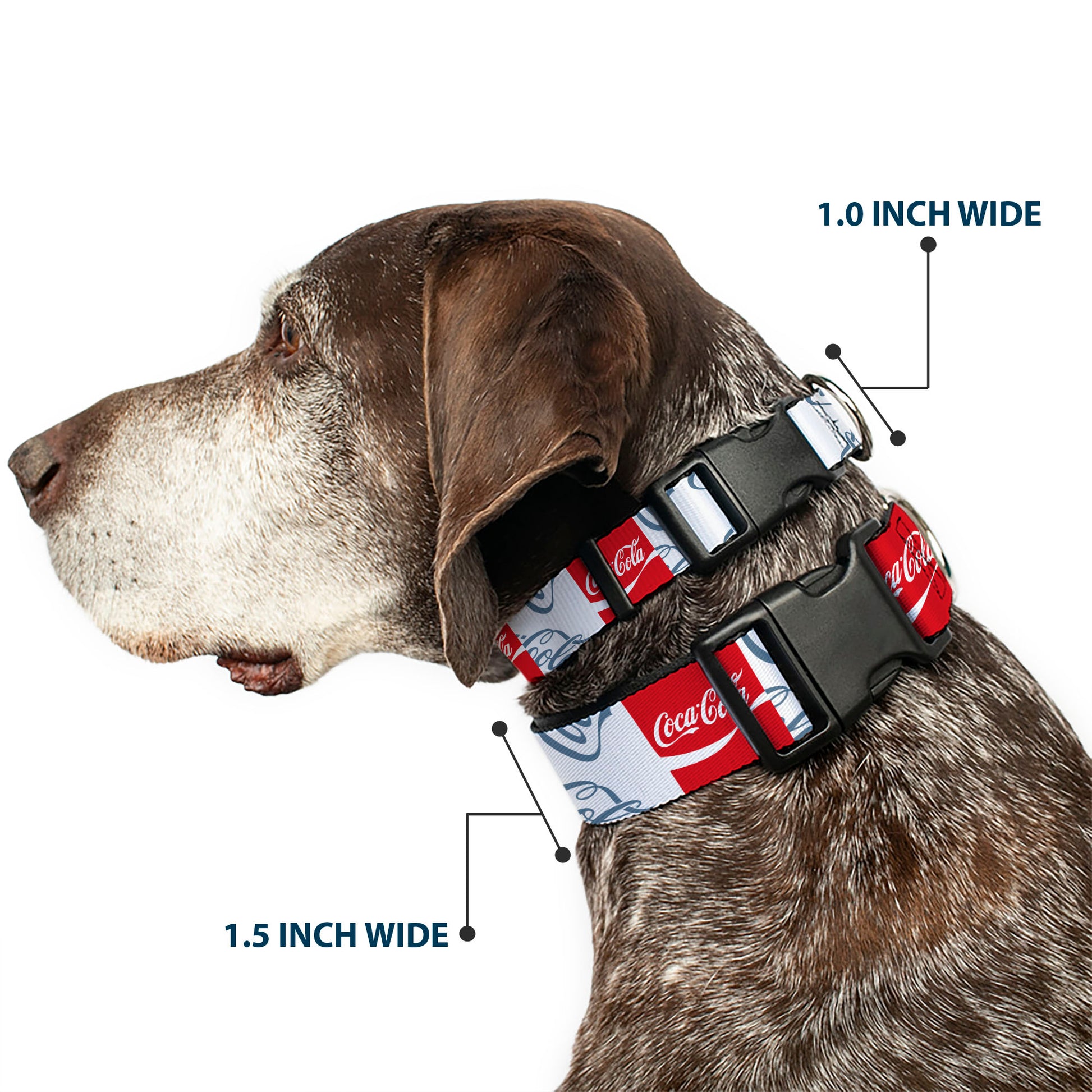 Plastic Clip Collar - COCA-COLA Script Logo Blocks Red/White/Light Blue Plastic Clip Collars Coca-Cola