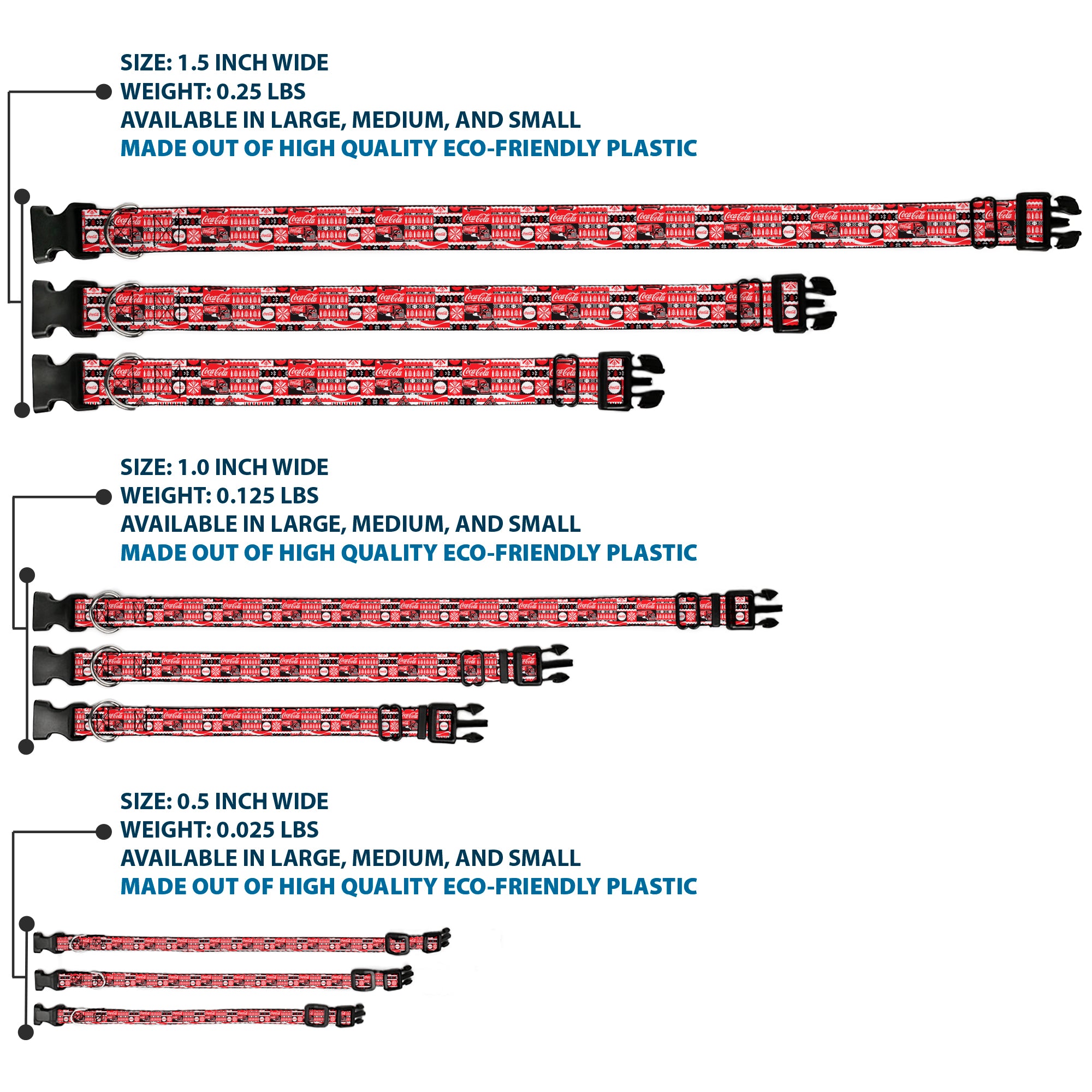 Plastic Clip Collar - Coca-Cola Holiday Bottle Caps and Truck Red/White/Black