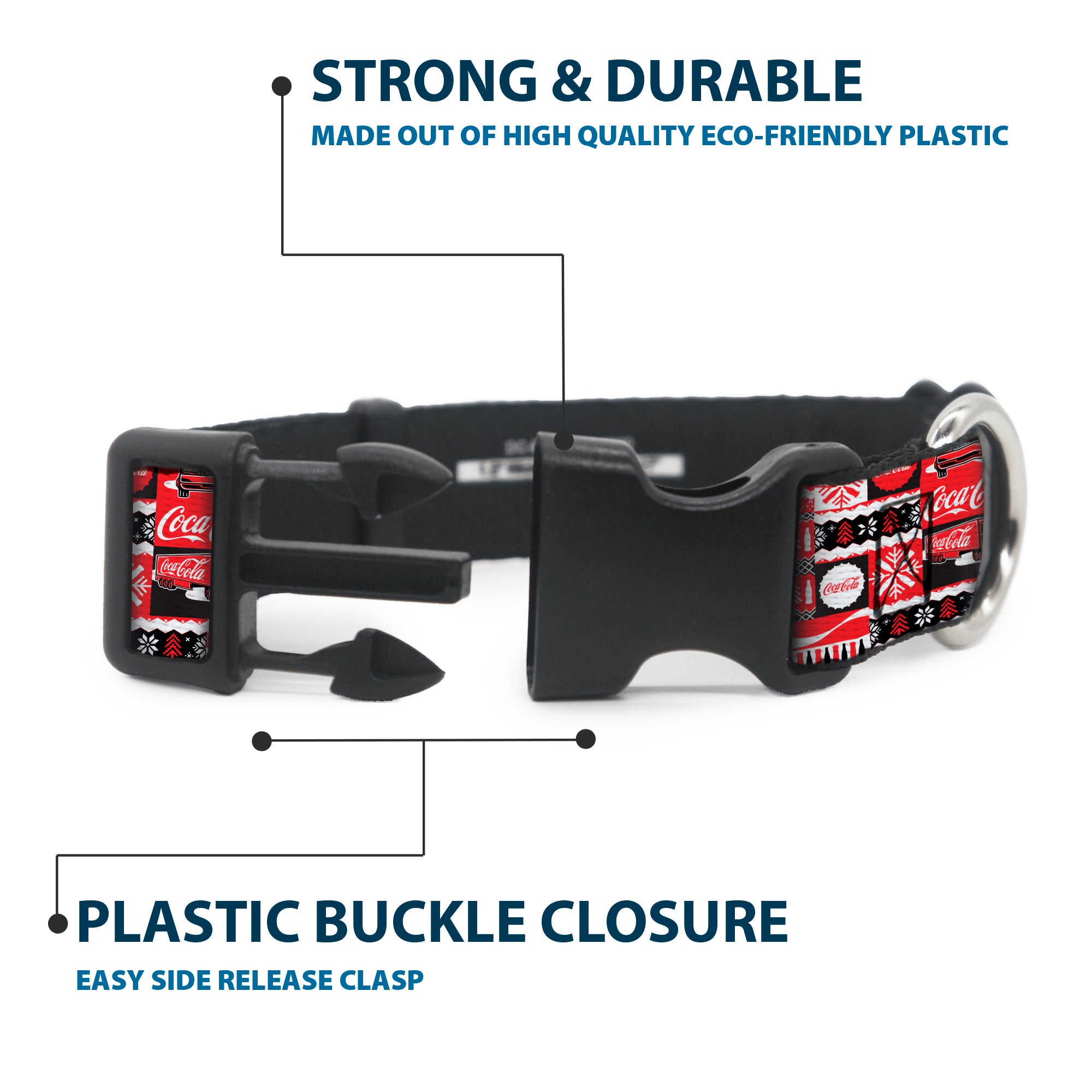 Plastic Clip Collar - Coca-Cola Holiday Bottle Caps and Truck Red/White/Black