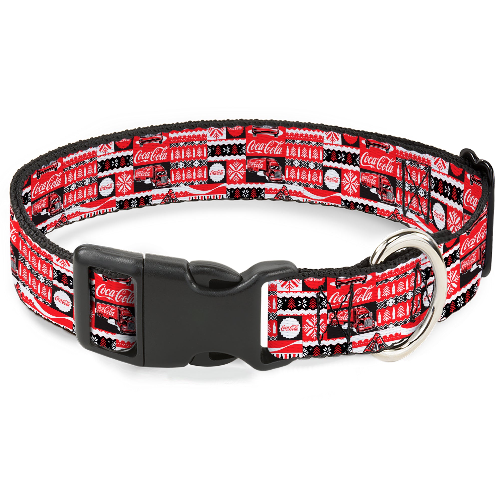 Plastic Clip Collar - Coca-Cola Holiday Bottle Caps and Truck Red/White/Black