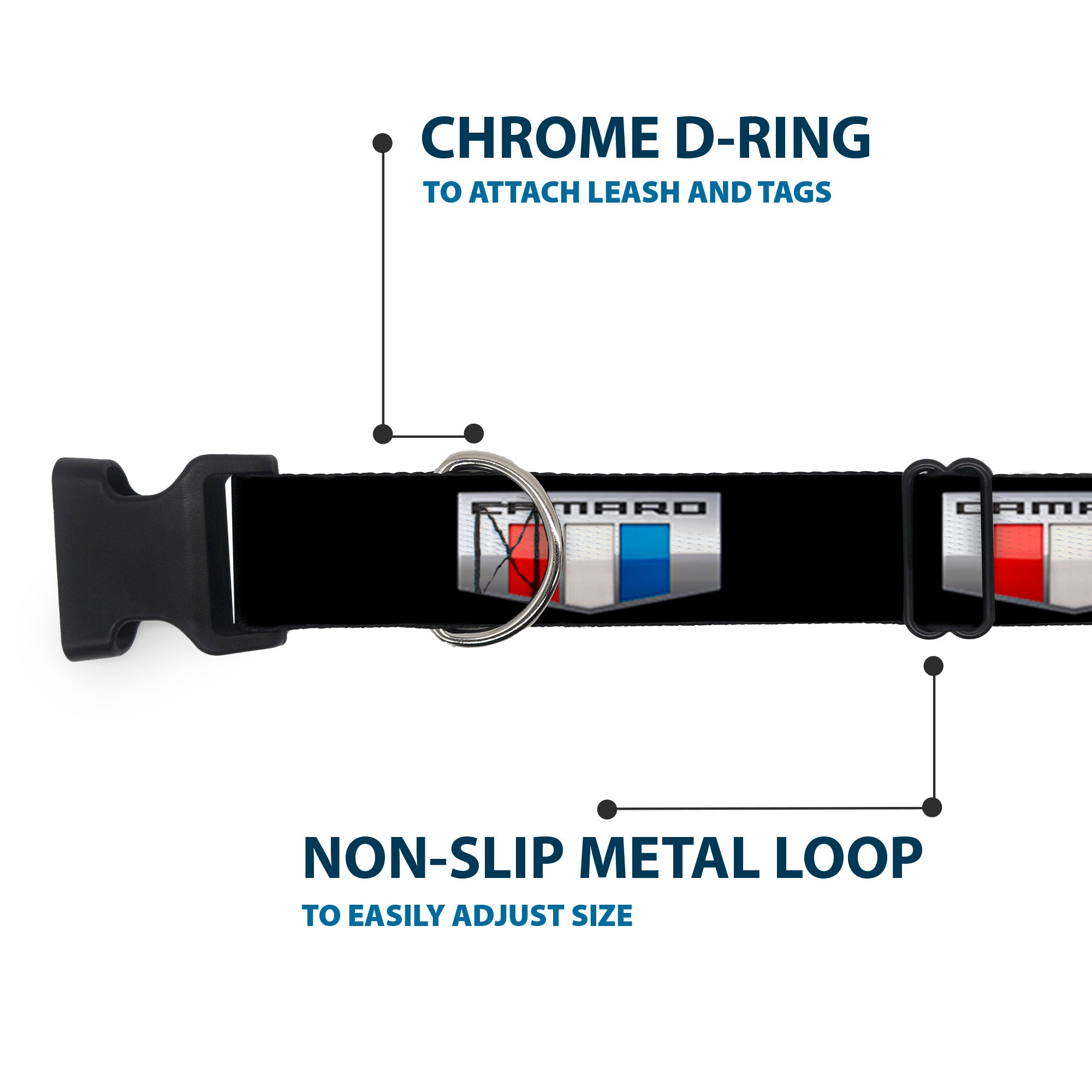 Plastic Clip Collar - CAMARO Six Badge Black/Silver/Red/White/Blue Plastic Clip Collars GM General Motors