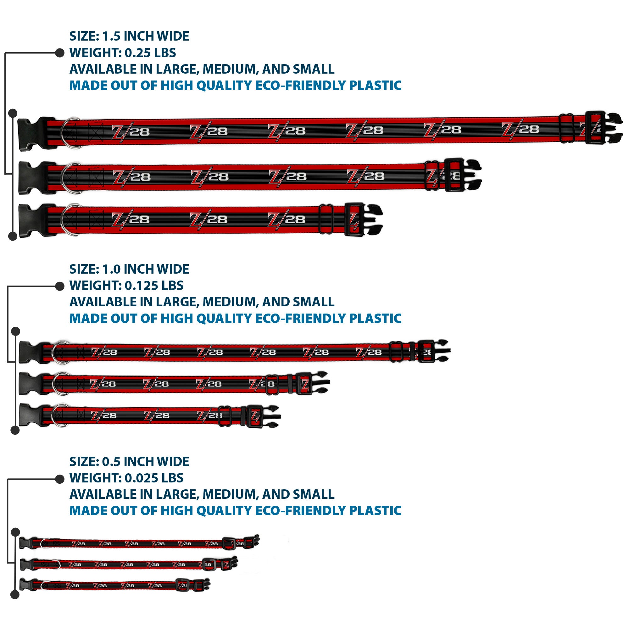 Plastic Clip Collar - 1969 Camaro Z/28 Emblem/Stripe Red/Black/Gray/Silver Plastic Clip Collars GM General Motors