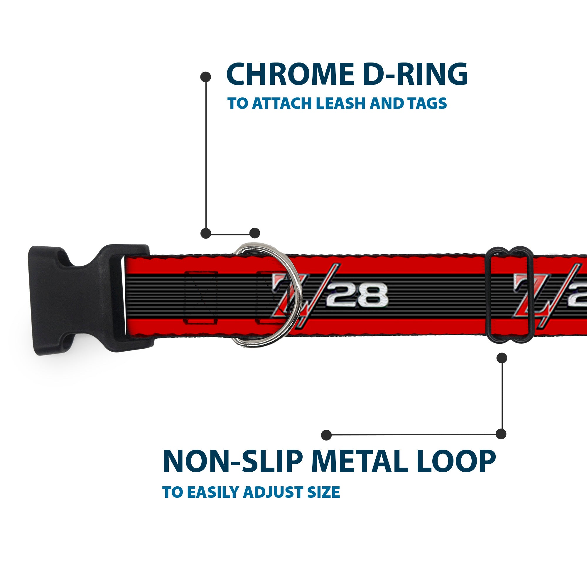 Plastic Clip Collar - 1969 Camaro Z/28 Emblem/Stripe Red/Black/Gray/Silver Plastic Clip Collars GM General Motors