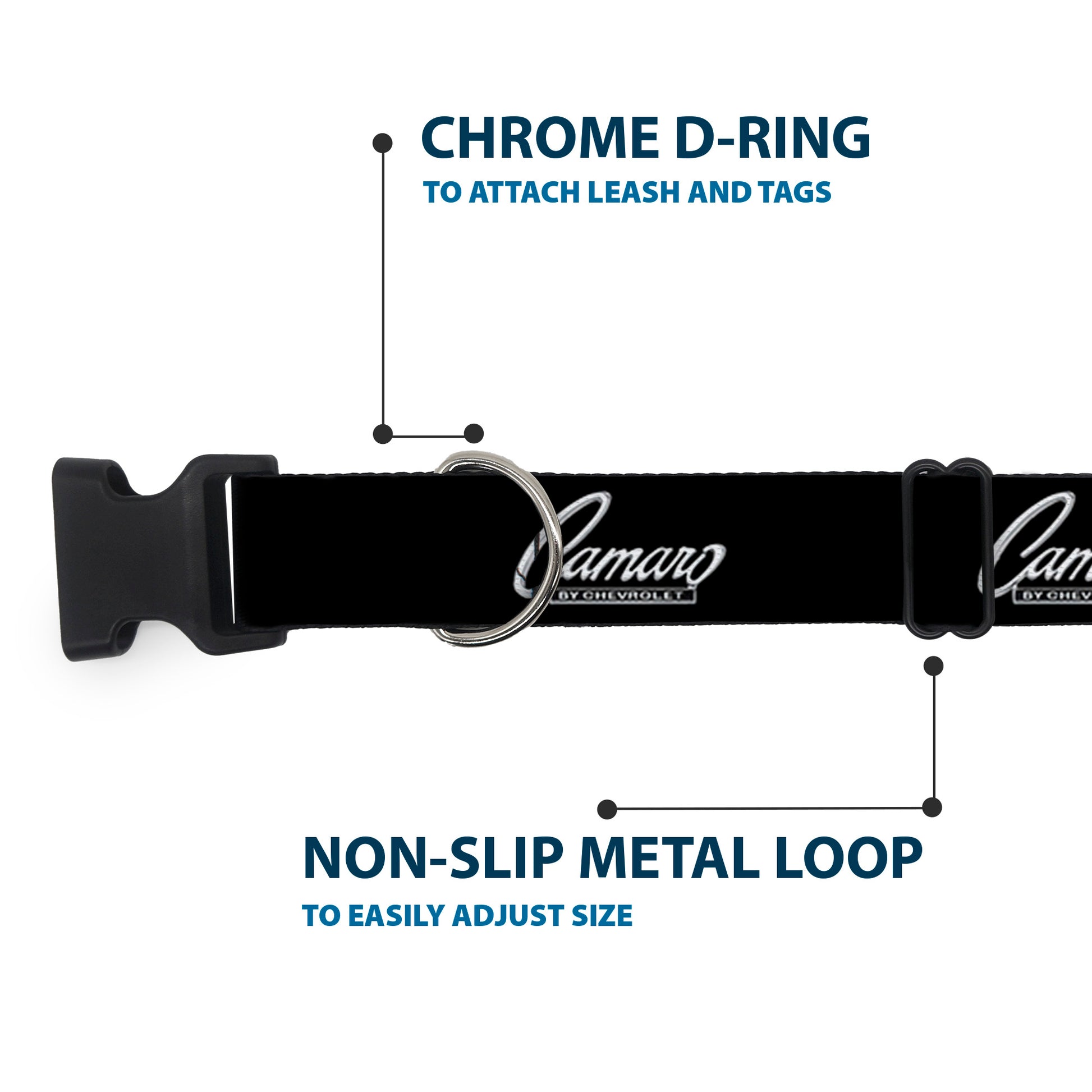 Plastic Clip Collar - 1969 CAMARO BY CHEVROLET Emblem Black/Silver Plastic Clip Collars GM General Motors