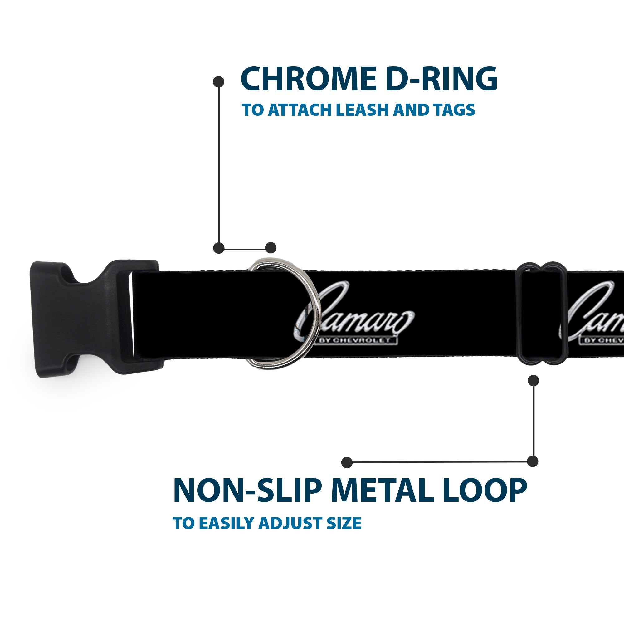 Plastic Clip Collar - 1969 CAMARO BY CHEVROLET Emblem Black/Silver Plastic Clip Collars GM General Motors