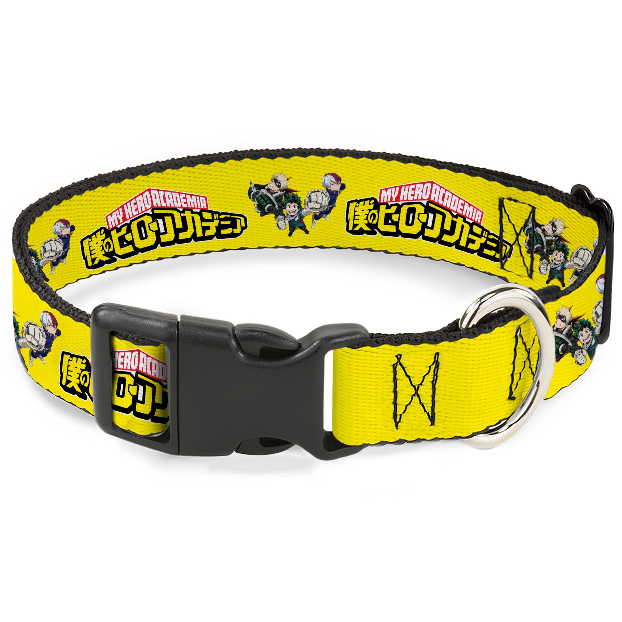 Plastic Clip Collar - MY HERO ACADEMIA Character Trio Pose and Title Logo Yellow Plastic Clip Collars My Hero Academia