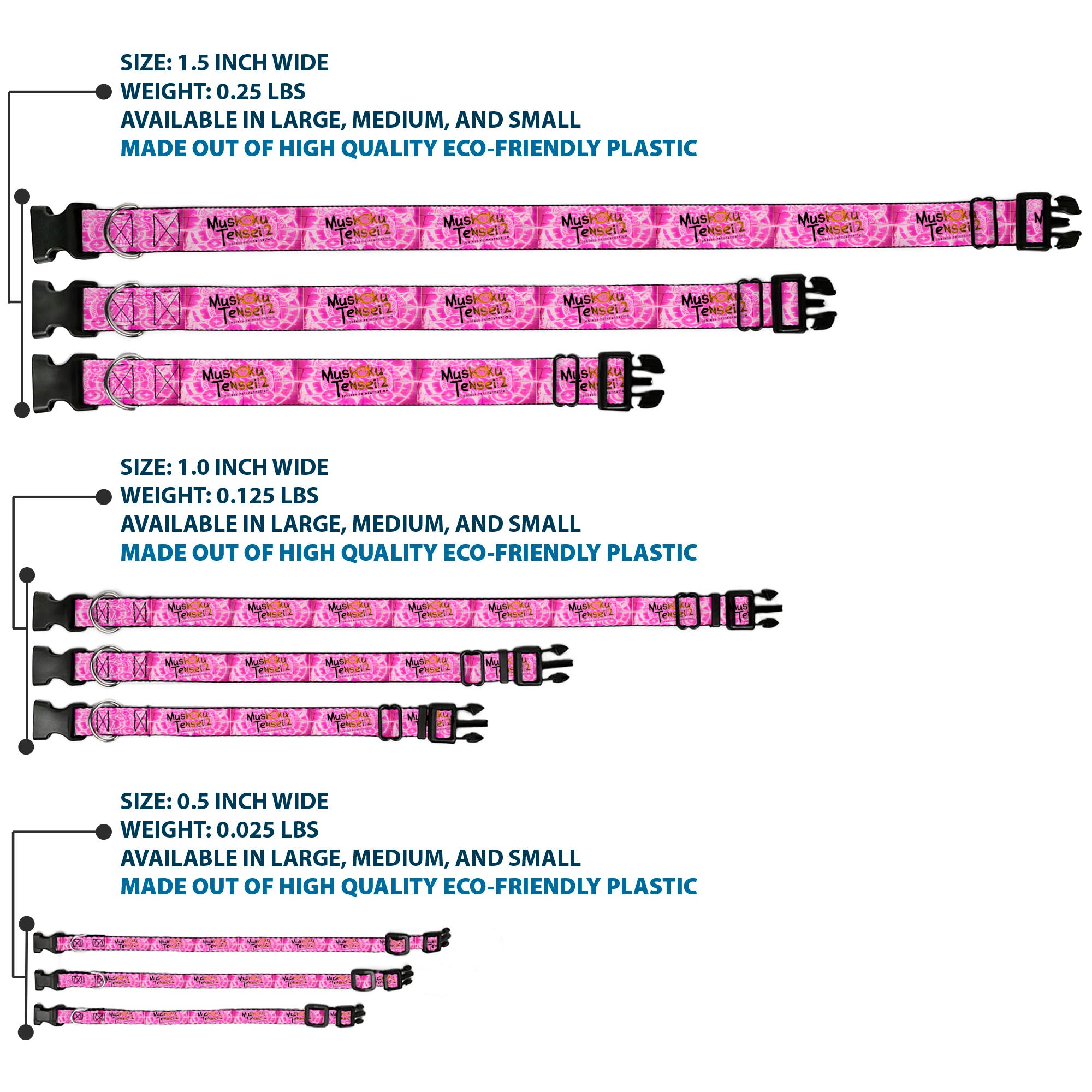 Plastic Clip Collar - MUSHOKU TENSEI Title Logo Pinks Plastic Clip Collars Mushoku Tensei Jobless Reincarnation