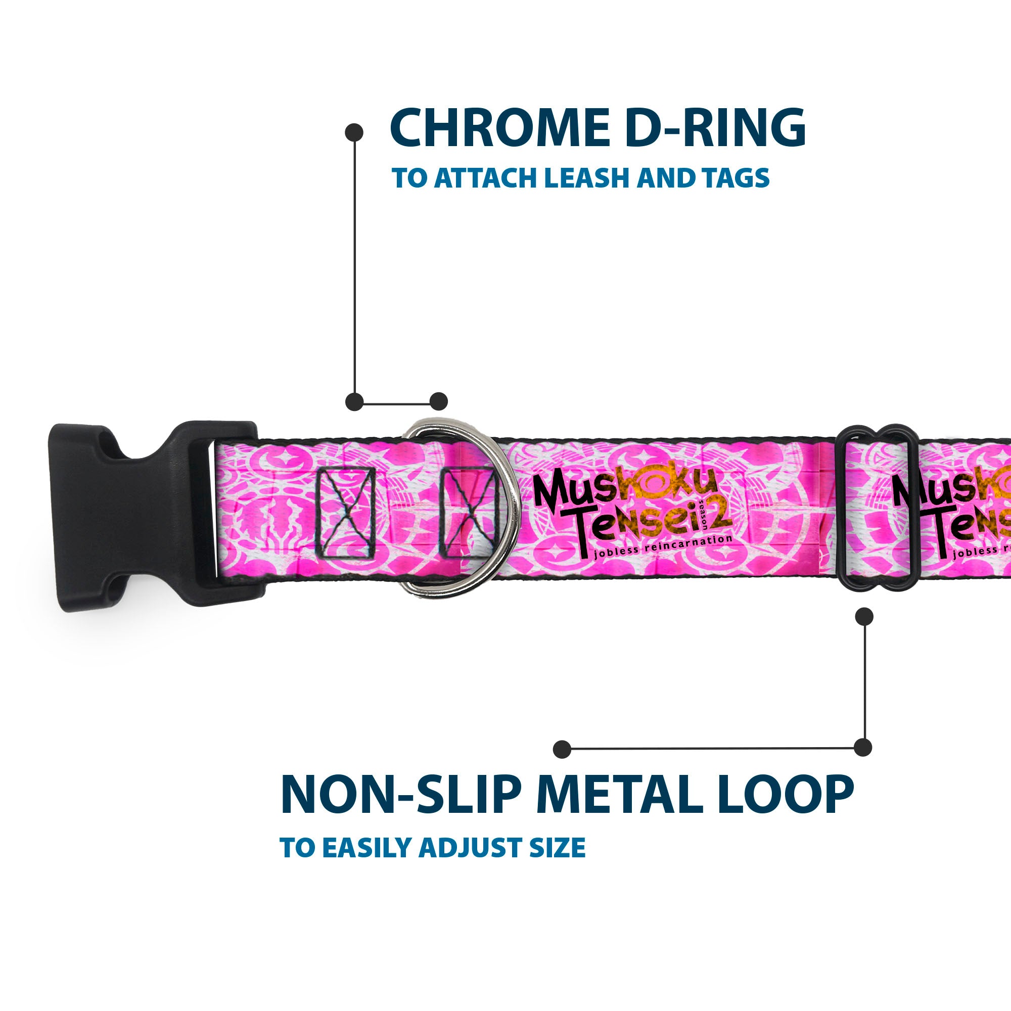 Plastic Clip Collar - MUSHOKU TENSEI Title Logo Pinks Plastic Clip Collars Mushoku Tensei Jobless Reincarnation