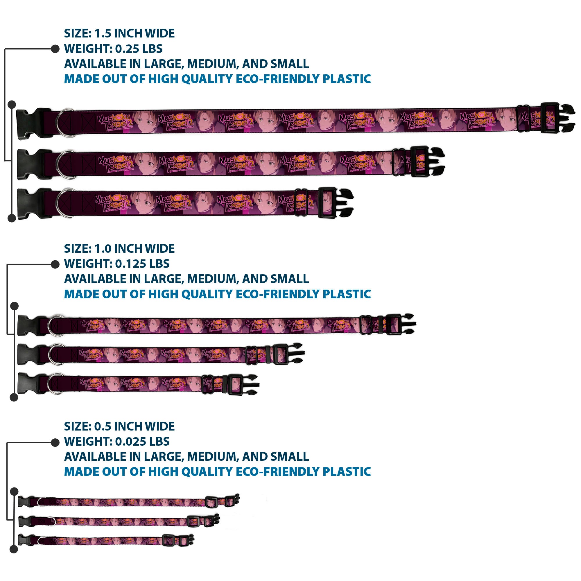 Plastic Clip Collar - MUSHOKU TENSEI Rudeus and Paul Pose and Title Logo Pinks Plastic Clip Collars Mushoku Tensei Jobless Reincarnation