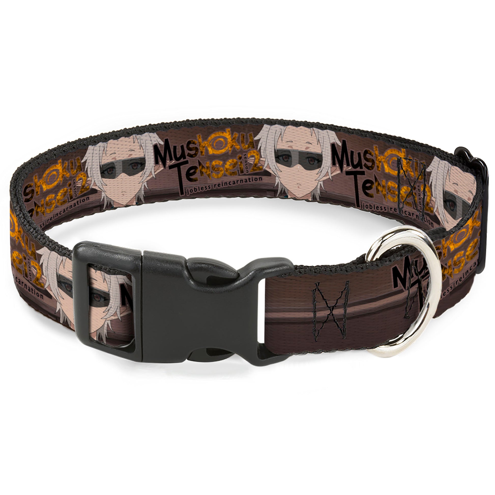 Plastic Clip Collar - MUSHOKU TENSEI Sylphiette Fitz Guard Pose and Title Logo Browns Plastic Clip Collars Mushoku Tensei Jobless Reincarnation