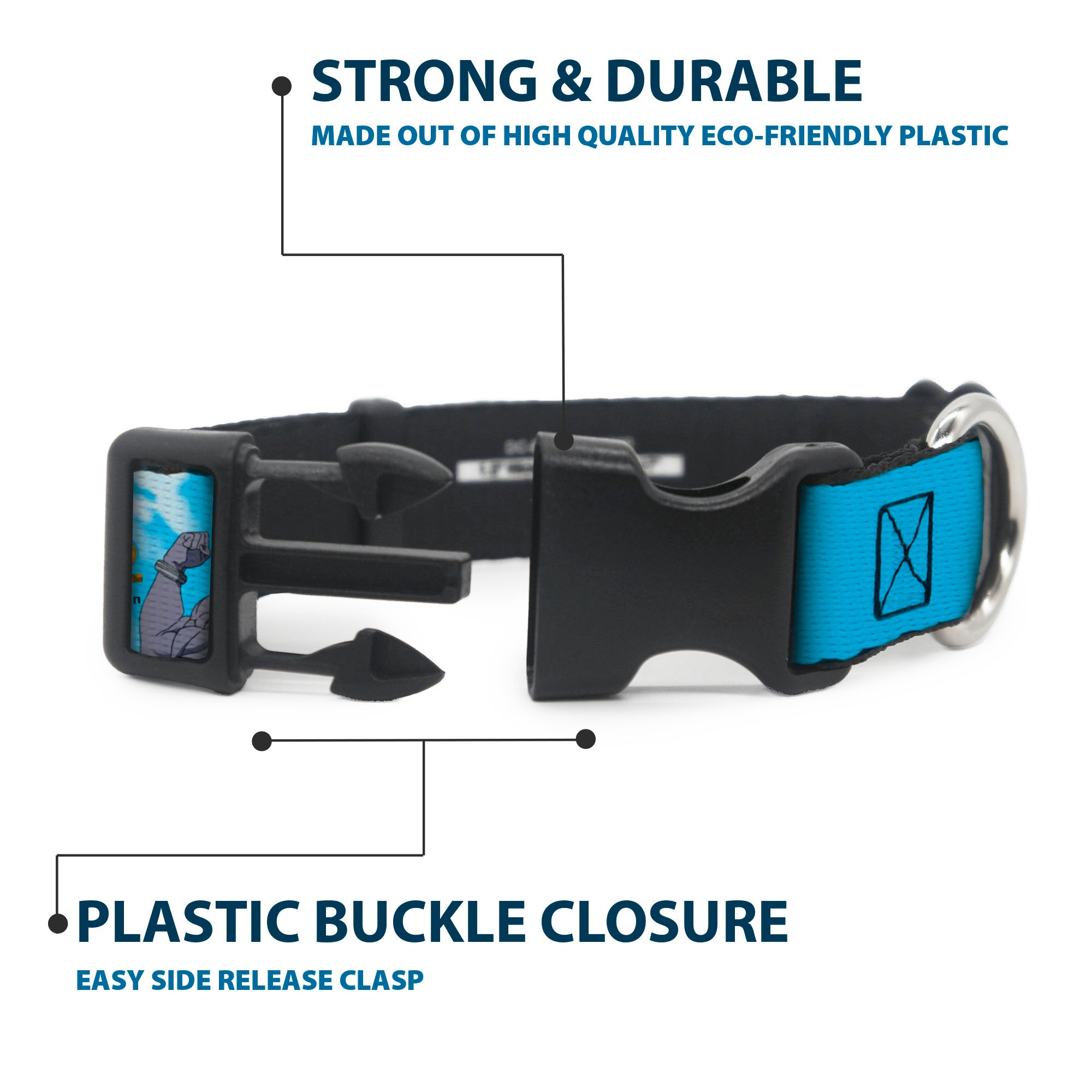 Plastic Clip Collar - MUSHOKU TENSEI Badigadi Flex Pose and Title Logo Blue Plastic Clip Collars Mushoku Tensei Jobless Reincarnation