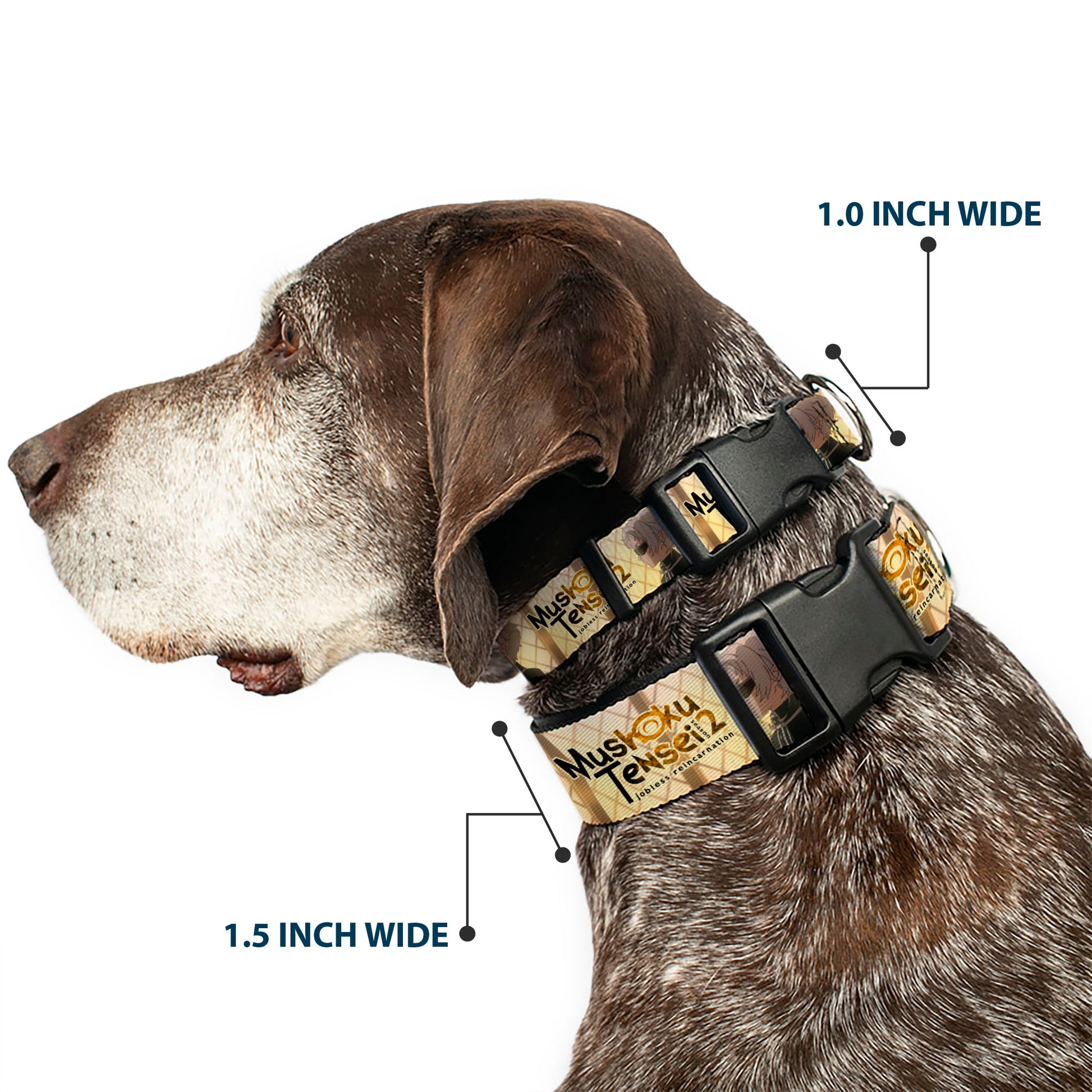 Plastic Clip Collar - MUSHOKU TENSEI Guardian Fitz Pose and Title Logo Tan Plastic Clip Collars Mushoku Tensei Jobless Reincarnation