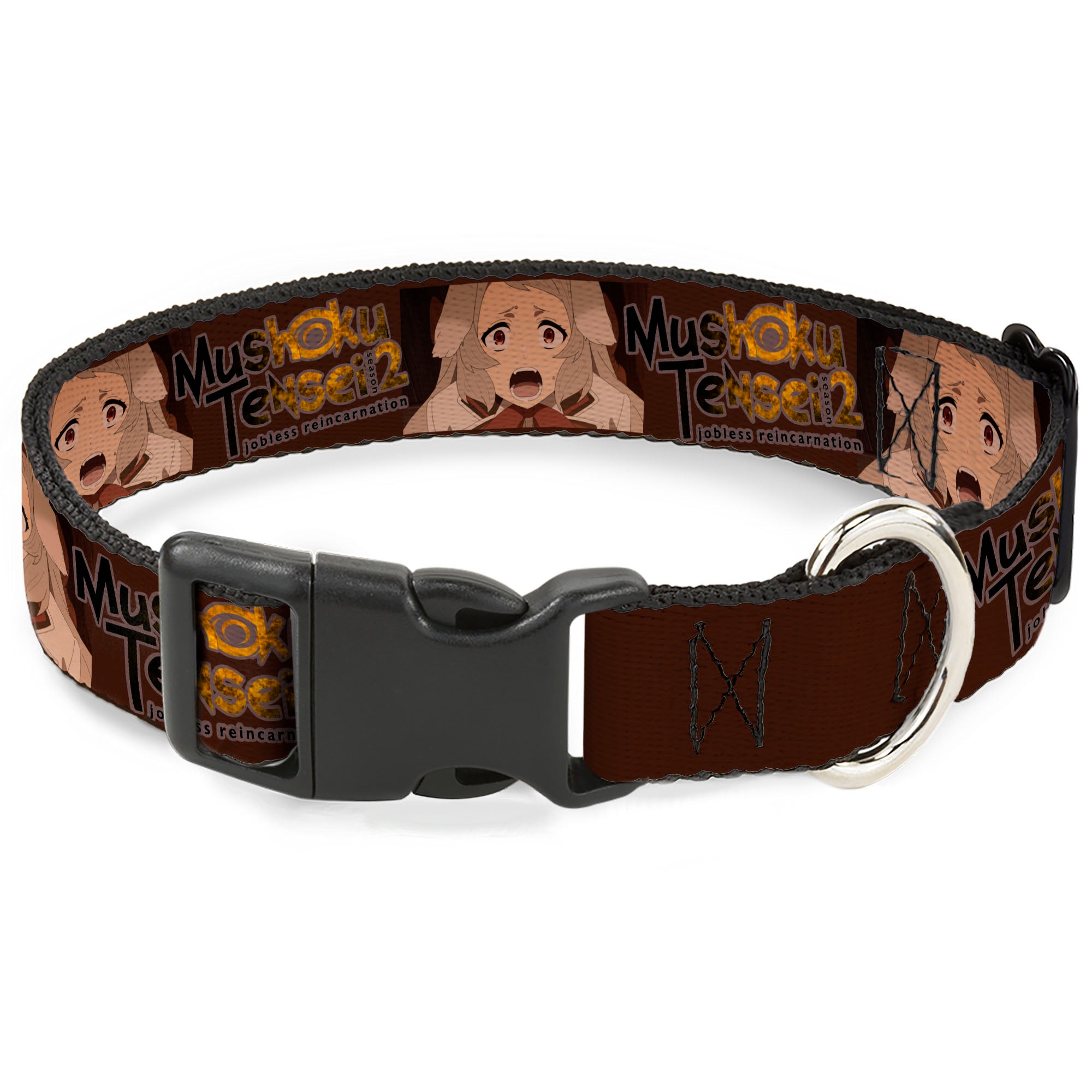 Plastic Clip Collar - MUSHOKU TENSEI Pursena Adoldia Pose and Title Logo Browns Plastic Clip Collars Mushoku Tensei Jobless Reincarnation