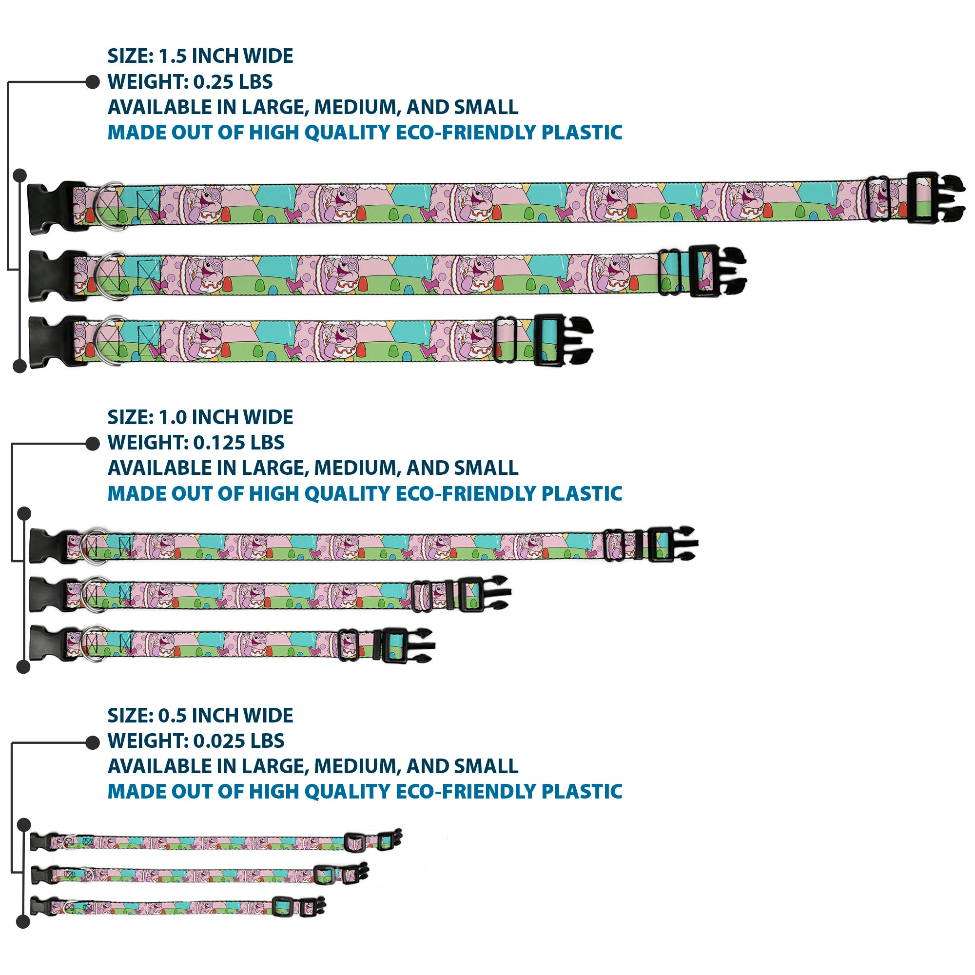 Plastic Clip Collar - Candy Land Jolly Laughing Pose and Gum Drops Multi Color